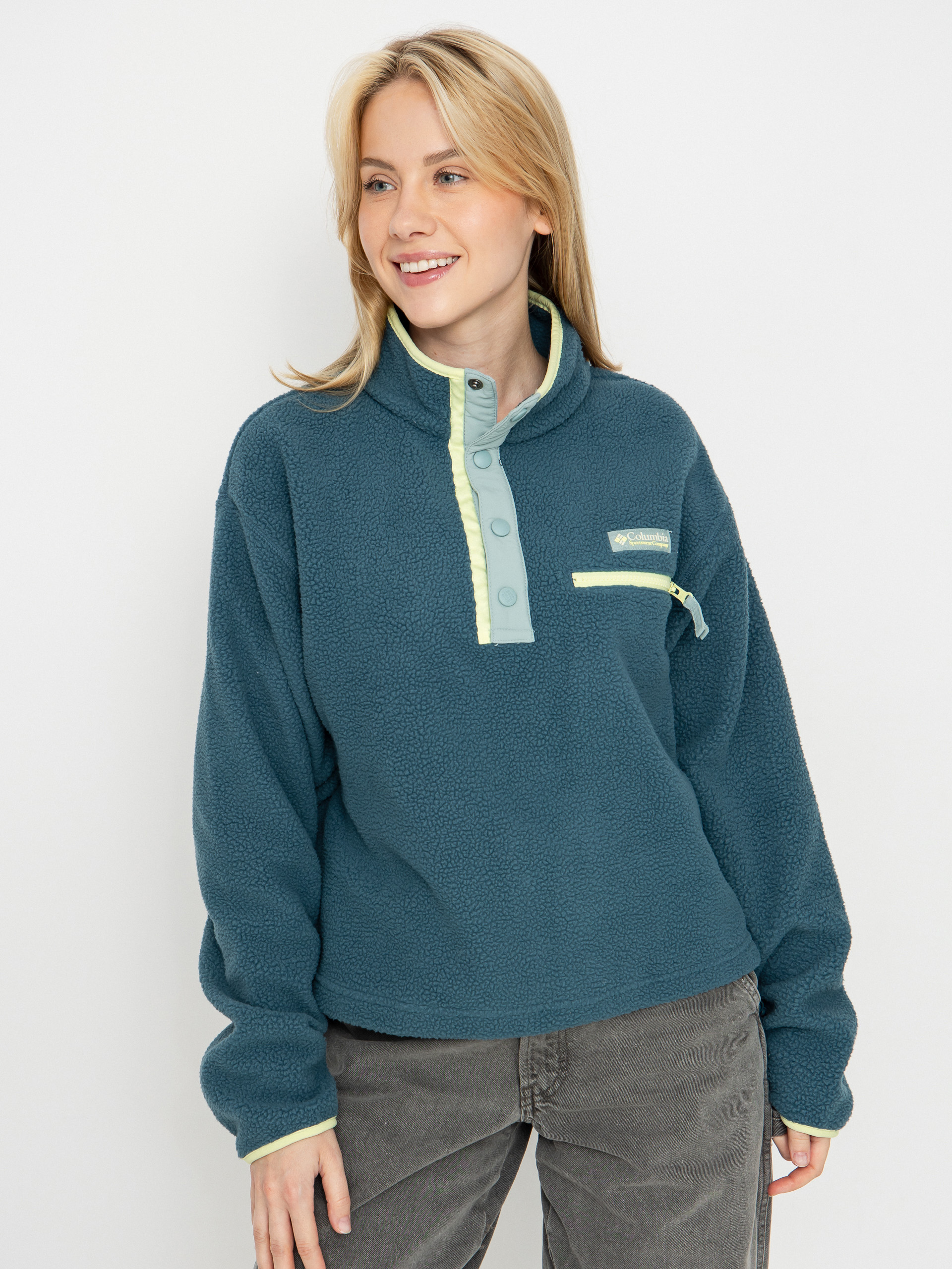 Polar Columbia Helvetia II Cropped Half Snap Wmn (everblue/crushed blue/citron haze)