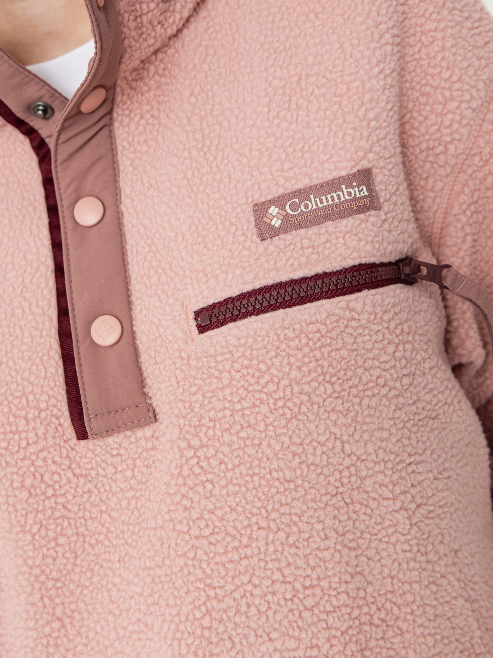 Damski Polar Columbia Helvetia II Cropped Half Snap (eraser pink/fig/rich wine)