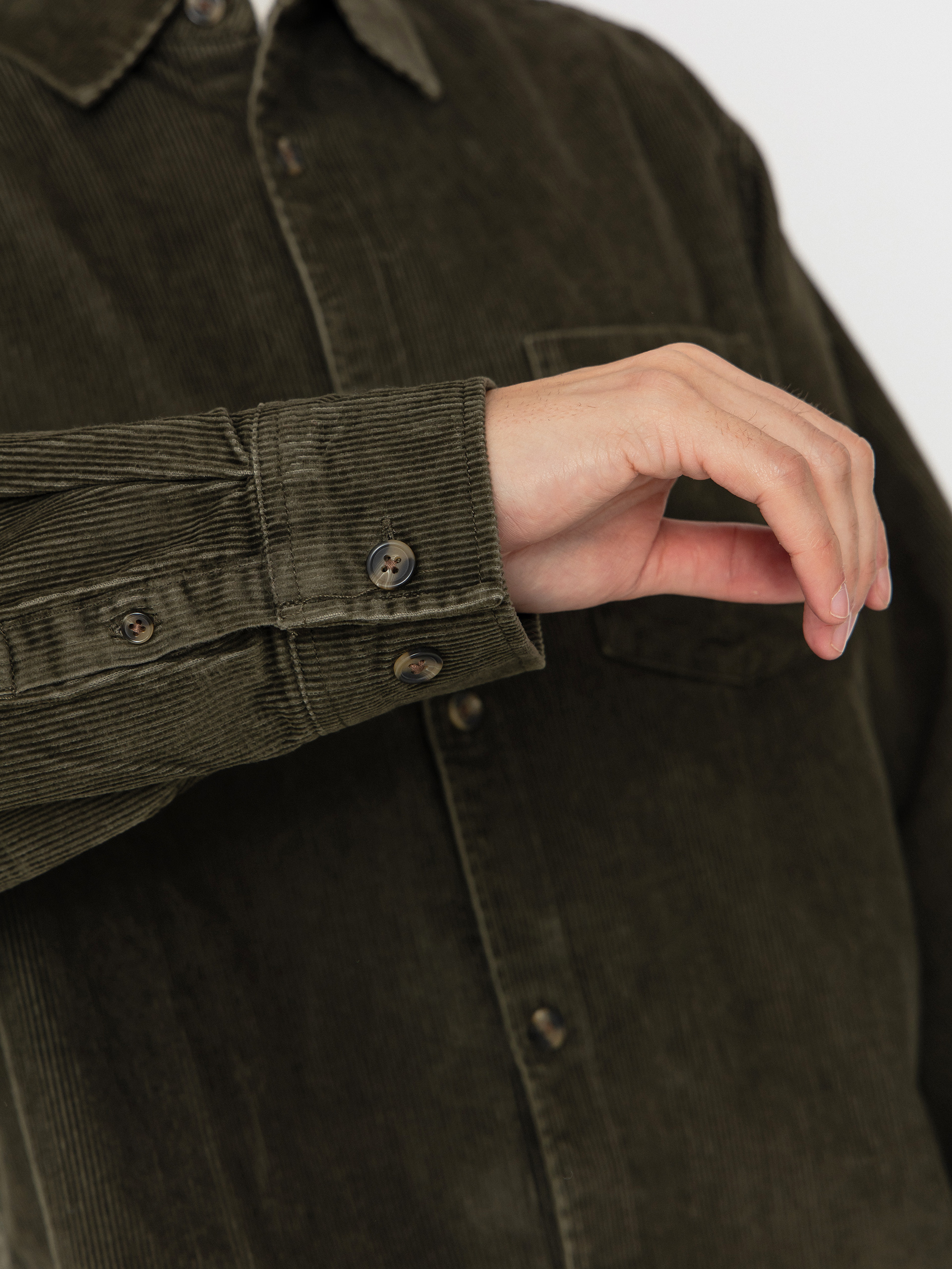 Koszula OBEY Buckley Corduroy Woven (black olive faded wash)