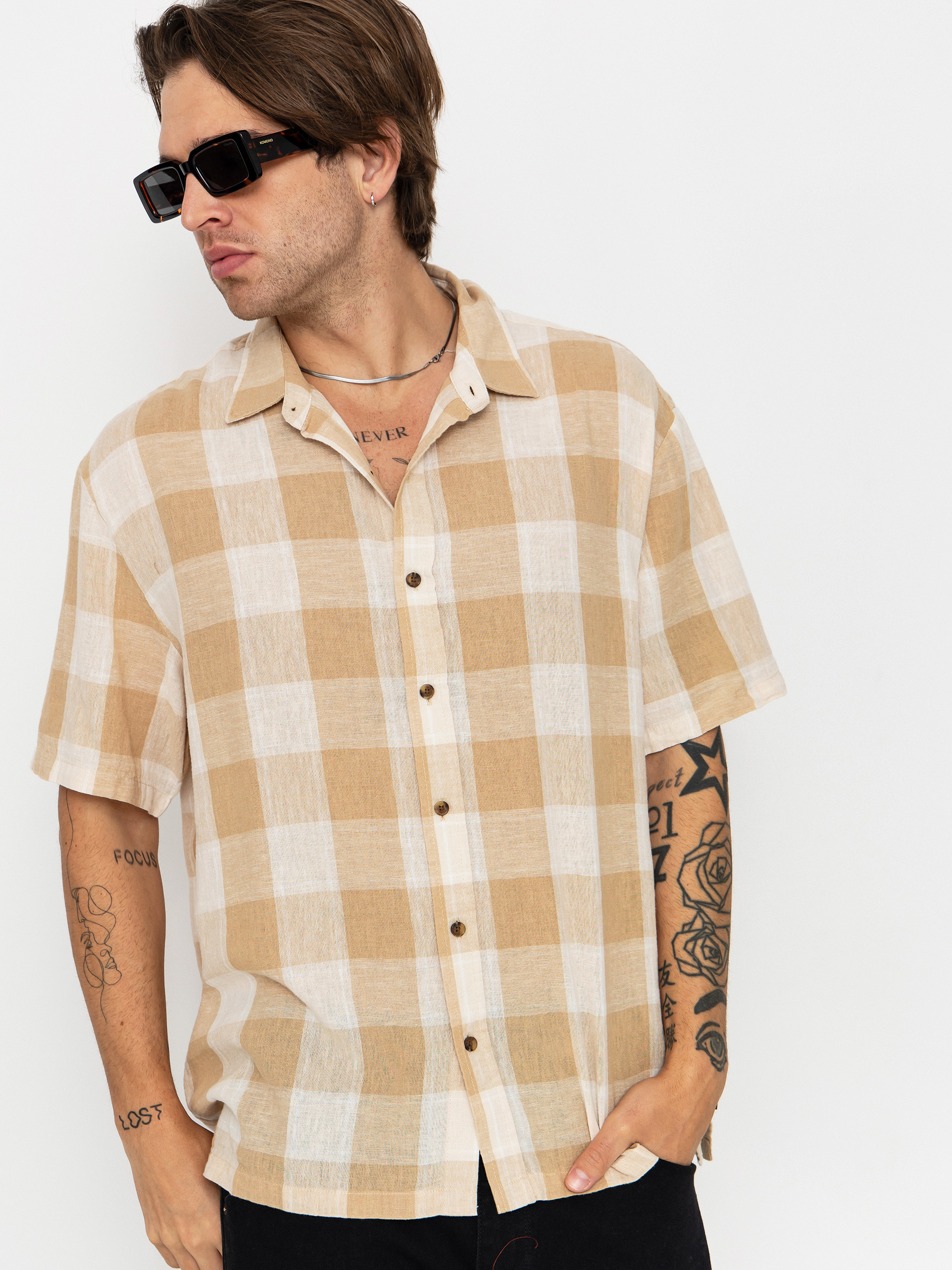 Koszula Brixton Cru Linen Blend Wvn (off white/sand)