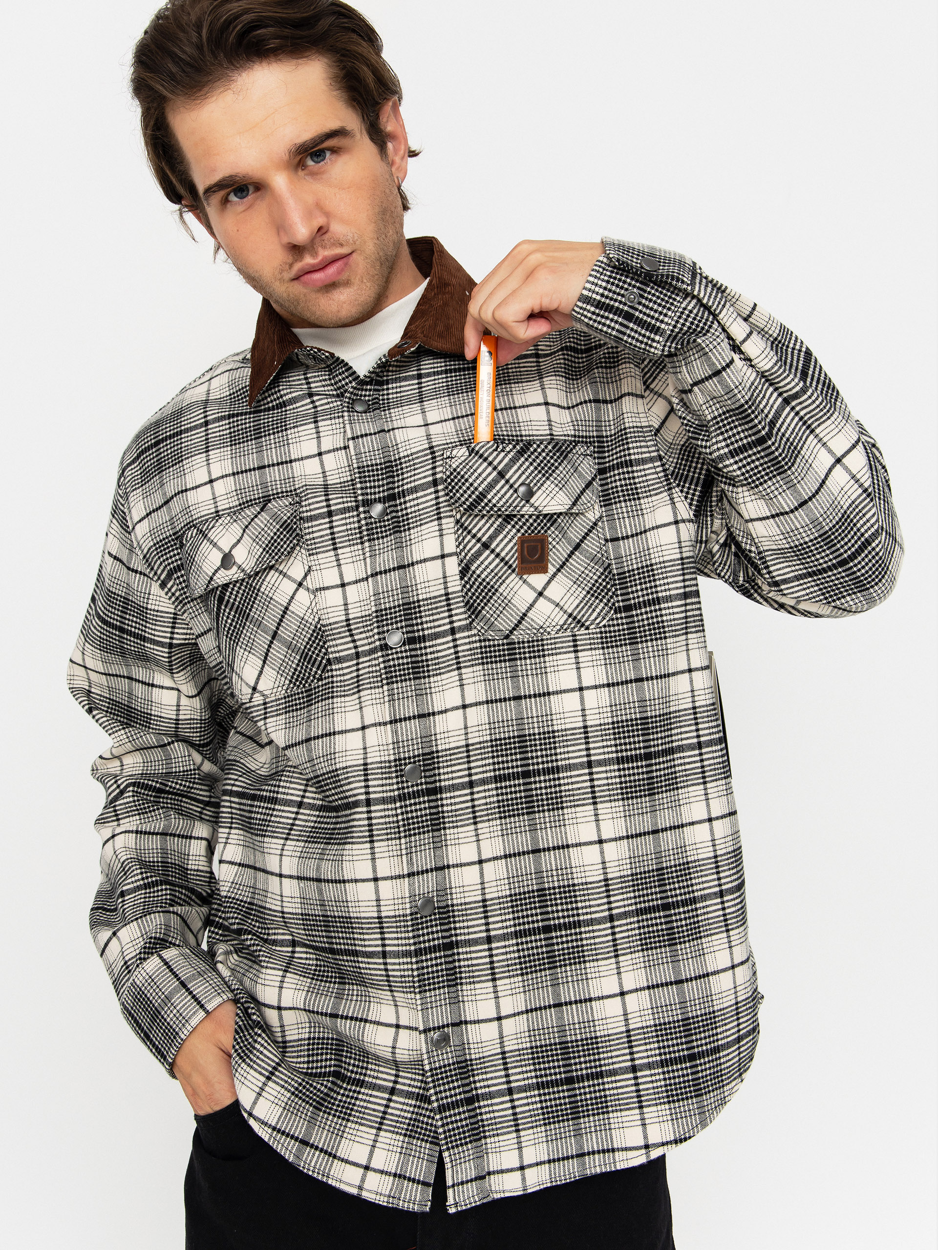 Koszula Brixton Builders Bowery Perf Flannel (off white/black)