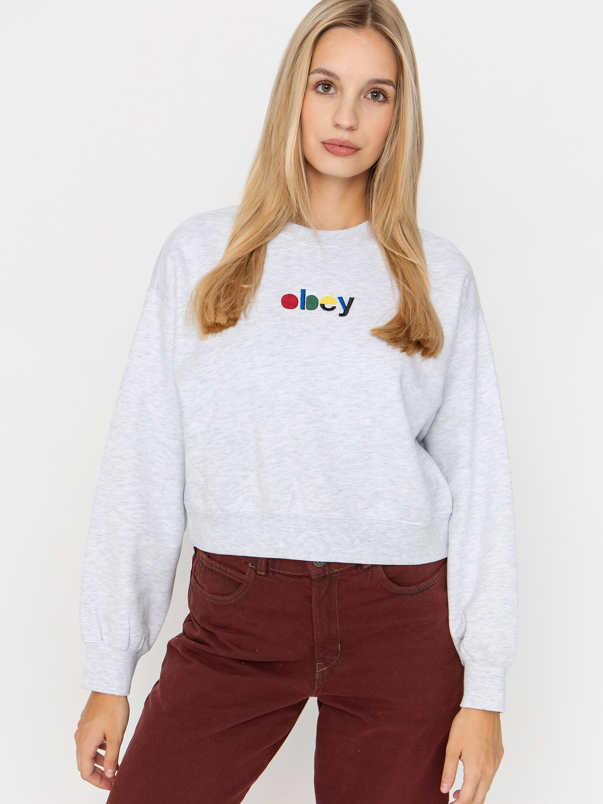 Bluza OBEY Blocks Cropped Crew Wmn (ash grey)