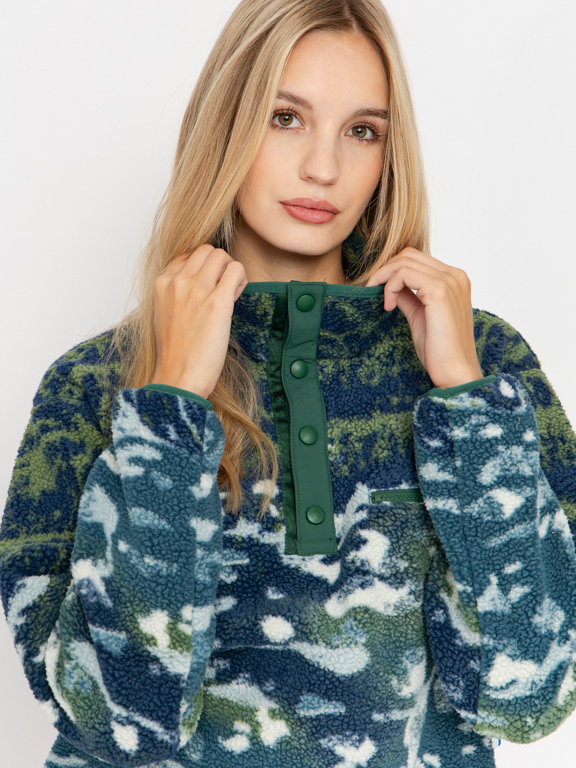 Damski Polar Columbia Helvetia II Printed Cropped Half Snap (everblue sisters/rain forest)