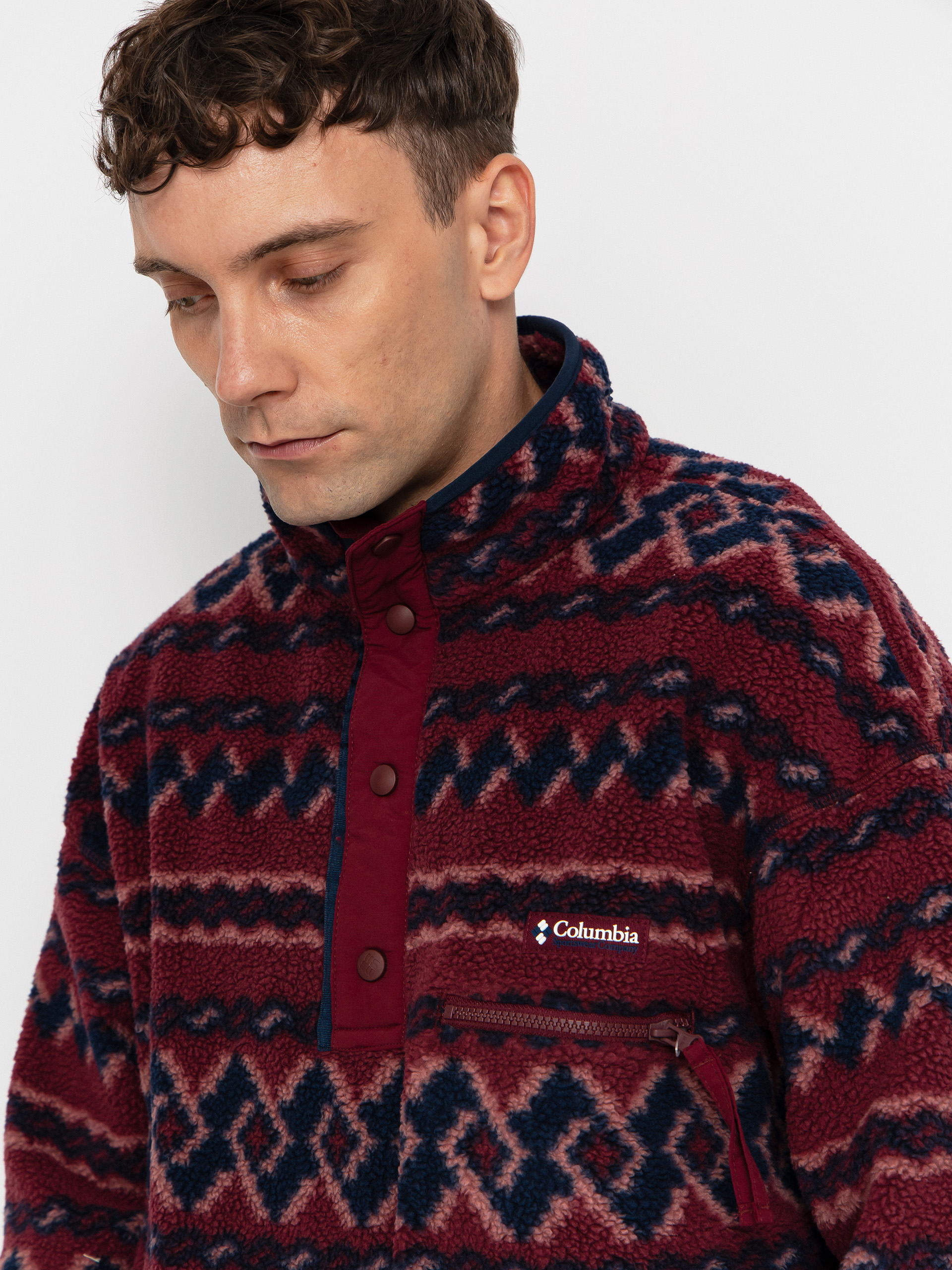 Męski Polar Columbia Helvetia II Printed Half Snap (rich wine knitknot)