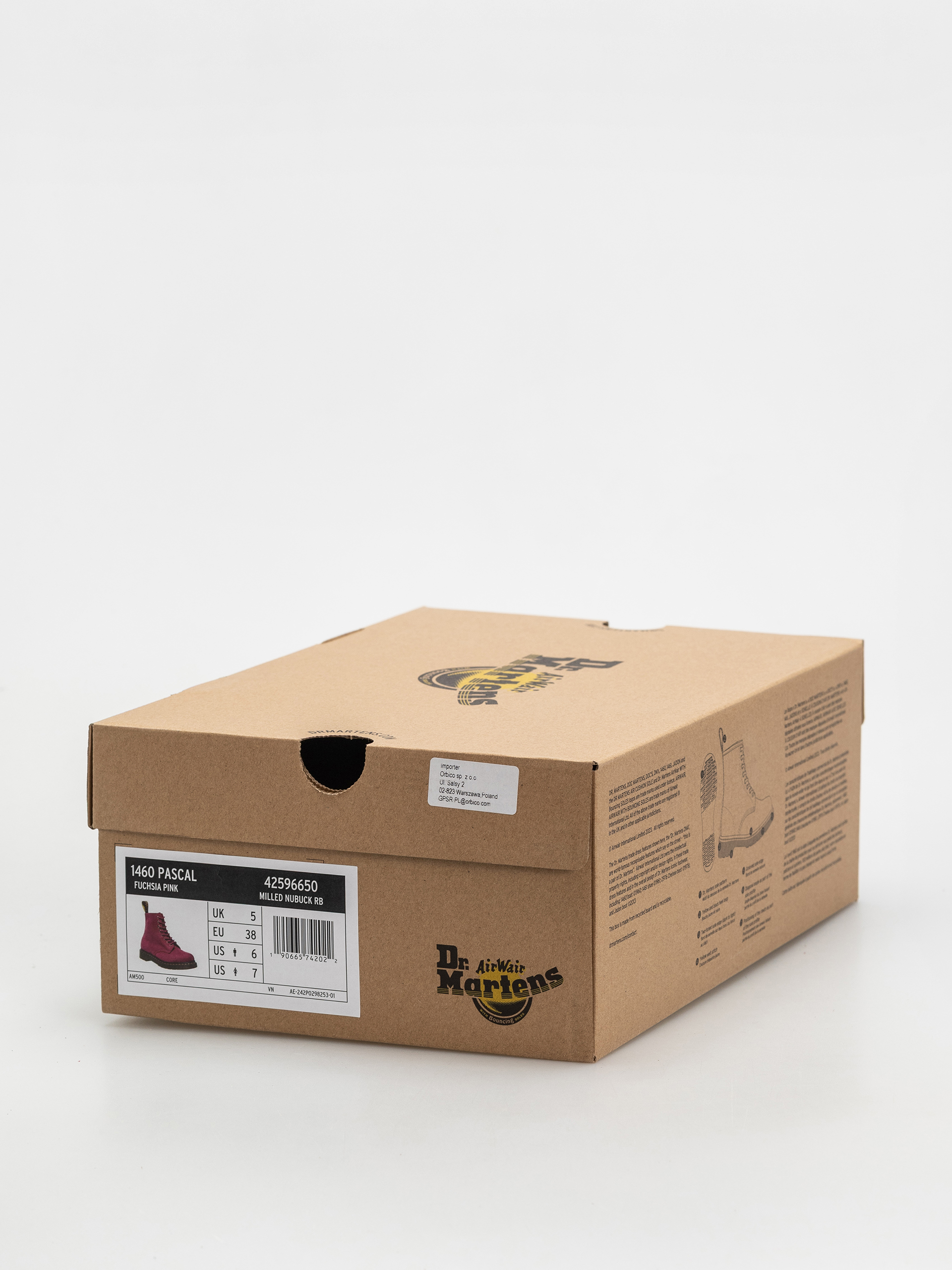 Buty Dr. Martens 1460 Pascal (fuchsia pink milled nubuck rb)