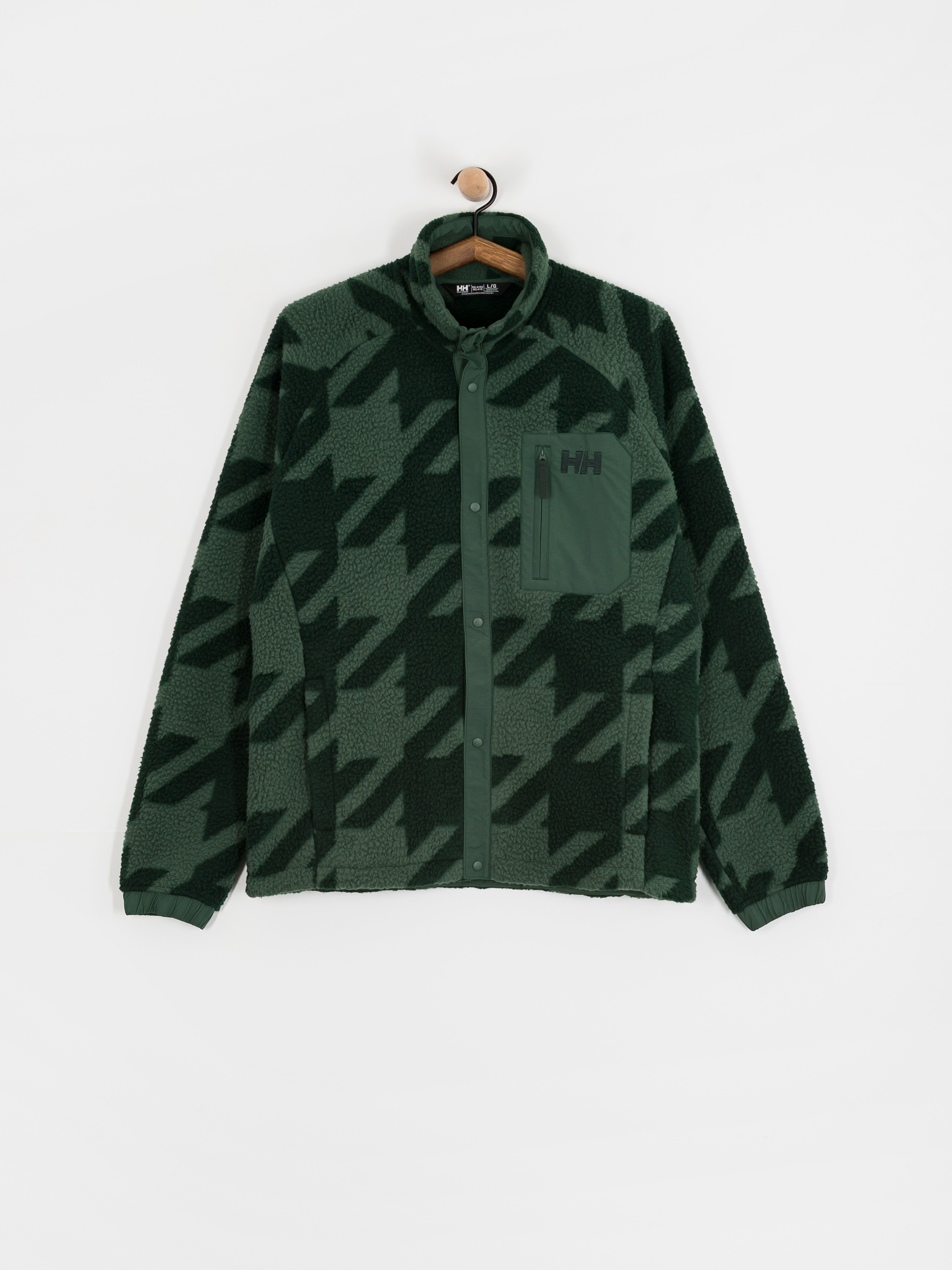 Polar Helly Hansen Panorama Printed Pile Snap (jungle green houndstooth a)