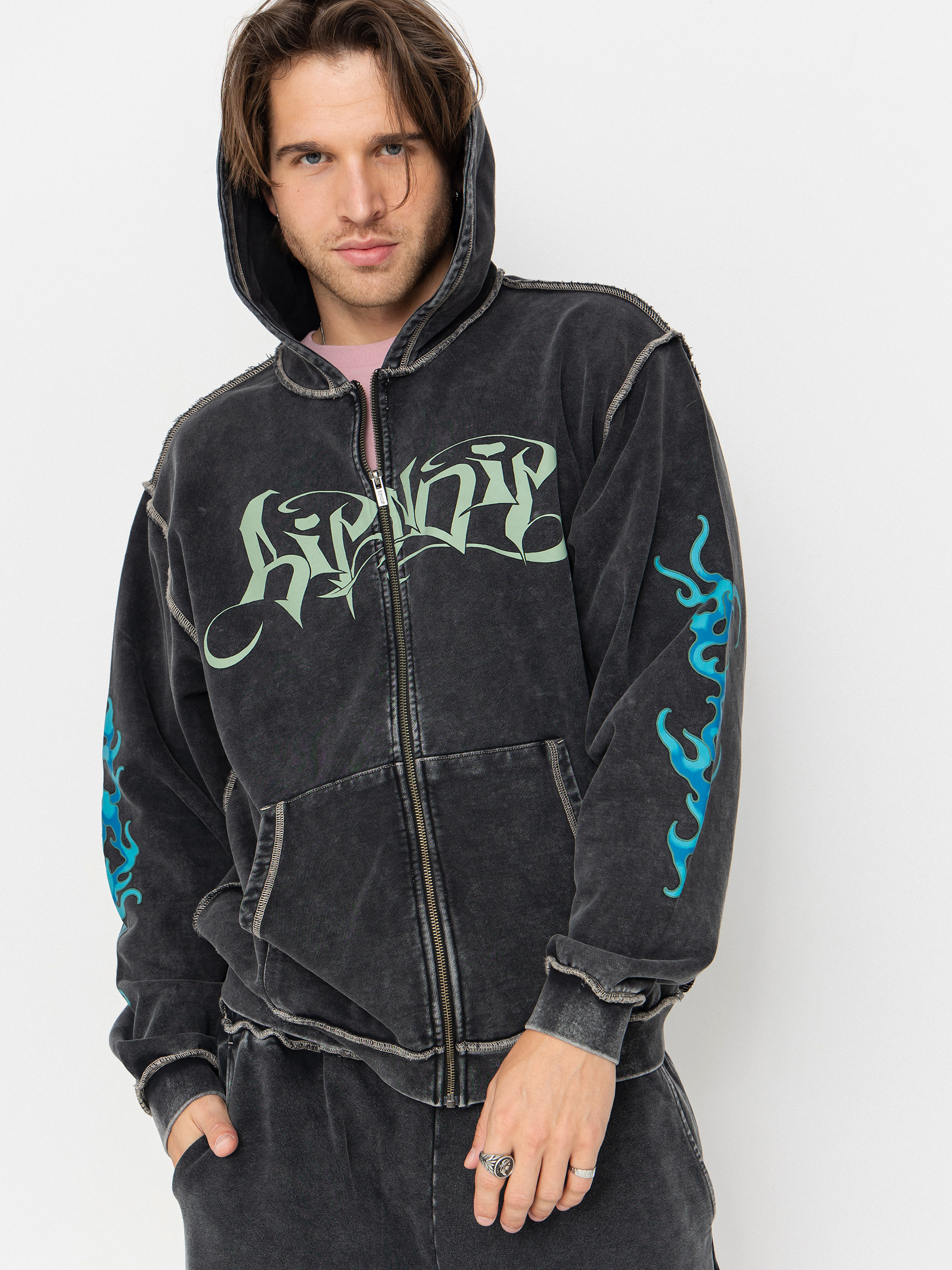 Bluza z kapturem RipNDip Squabble Up HD (black vintage wash)