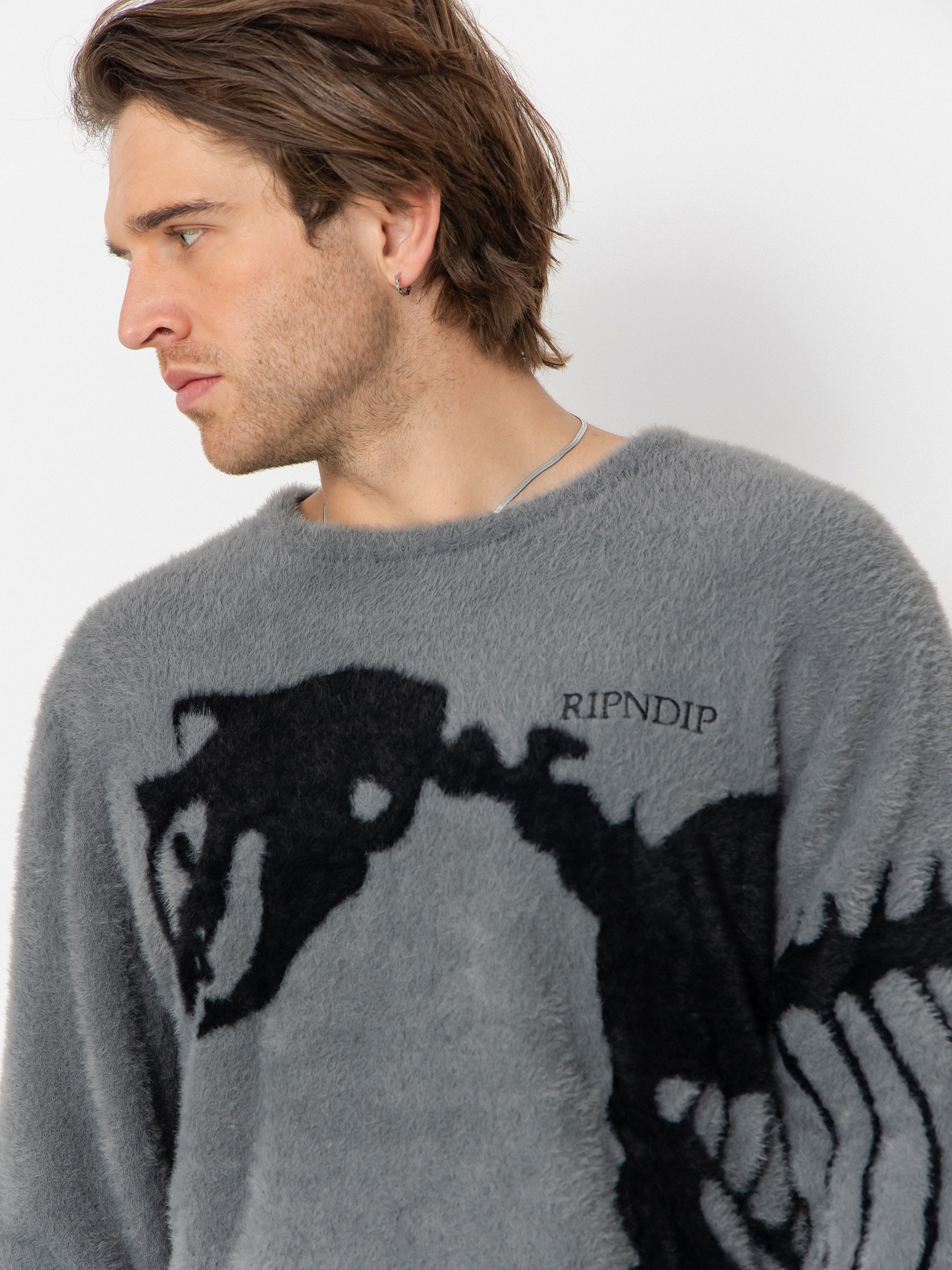 Sweter RipNDip Fossil Mohair Knit (charcoal)