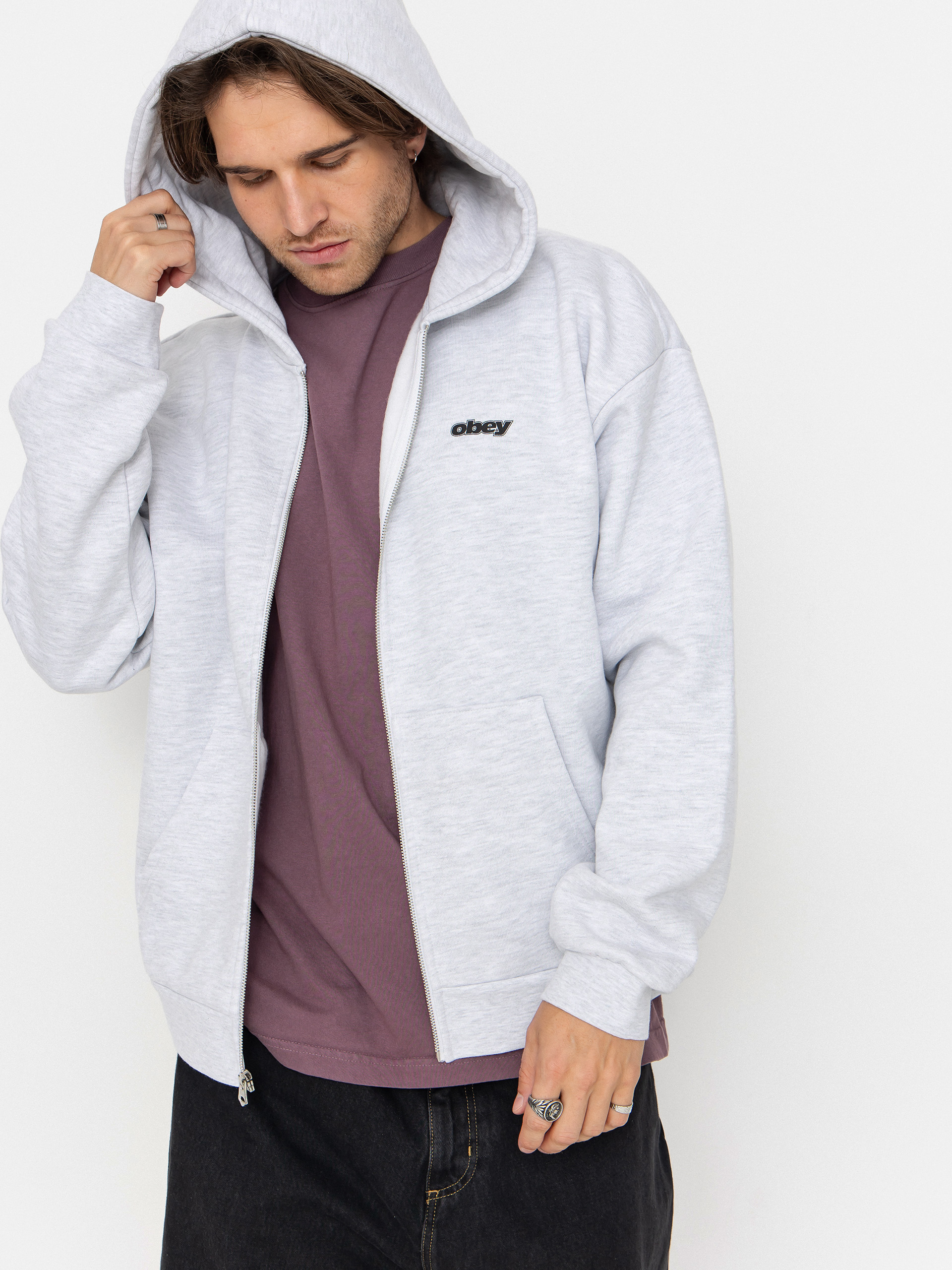 Bluza z kapturem OBEY Gaze Extra Heavy ZHD (ash grey)