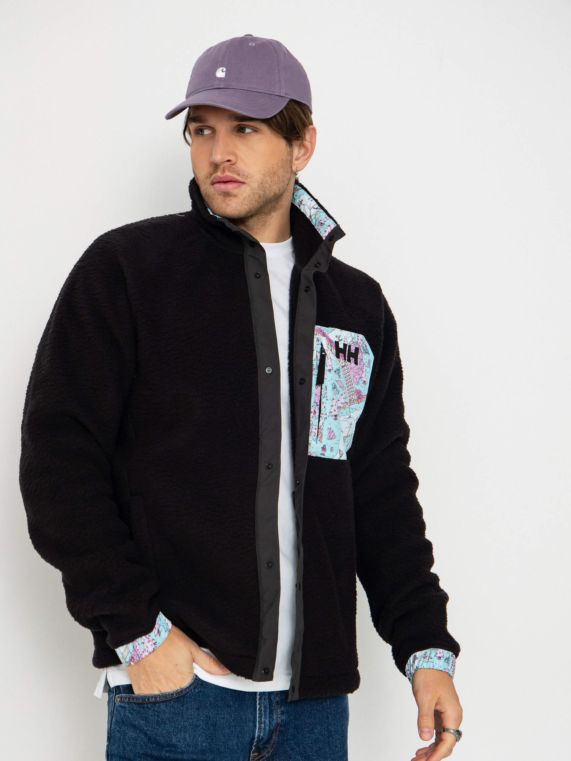 Polar Helly Hansen Panorama Pile Snap (black oslo aop)