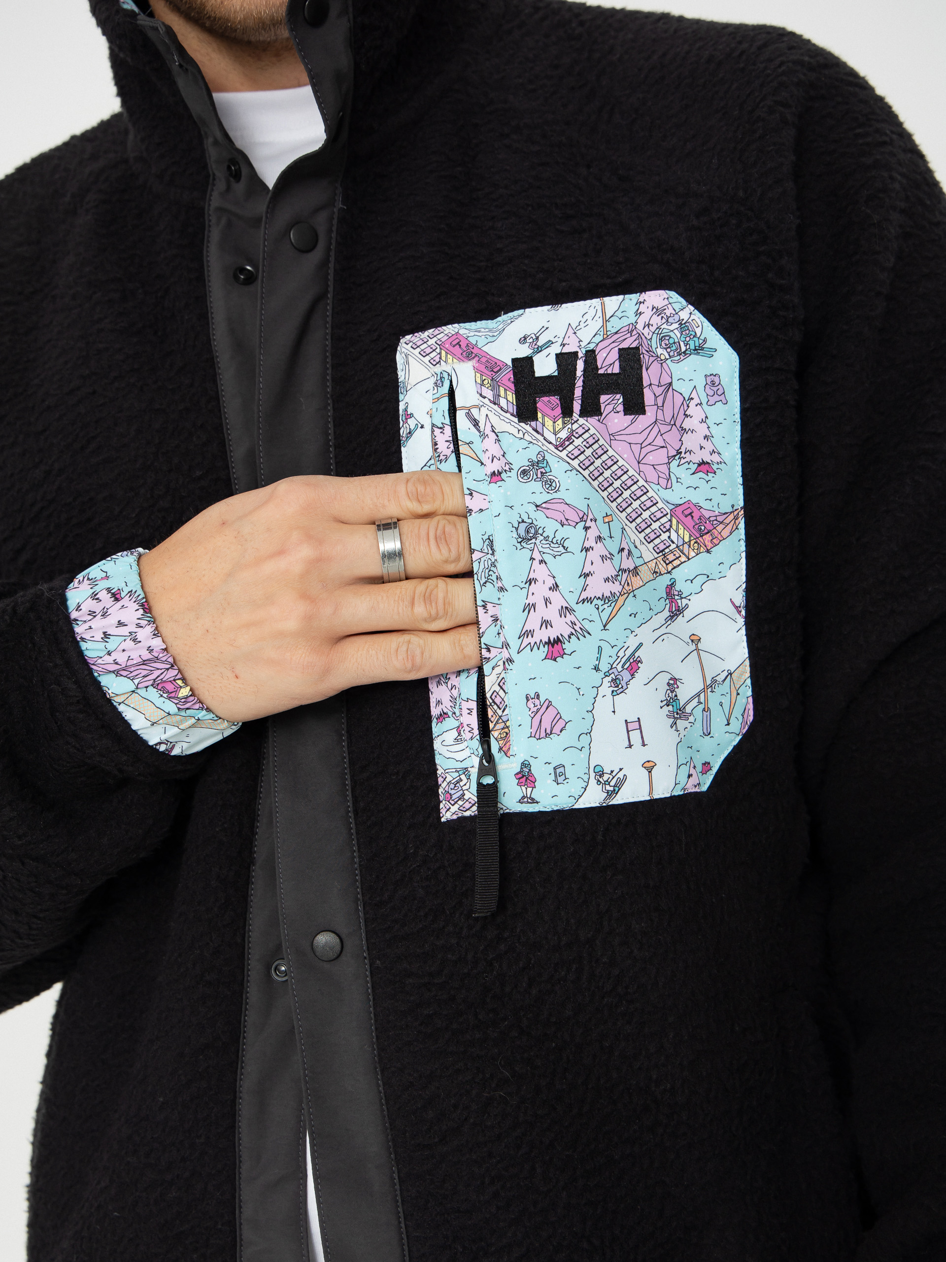 Męski Polar Helly Hansen Panorama Pile Snap (black oslo aop)