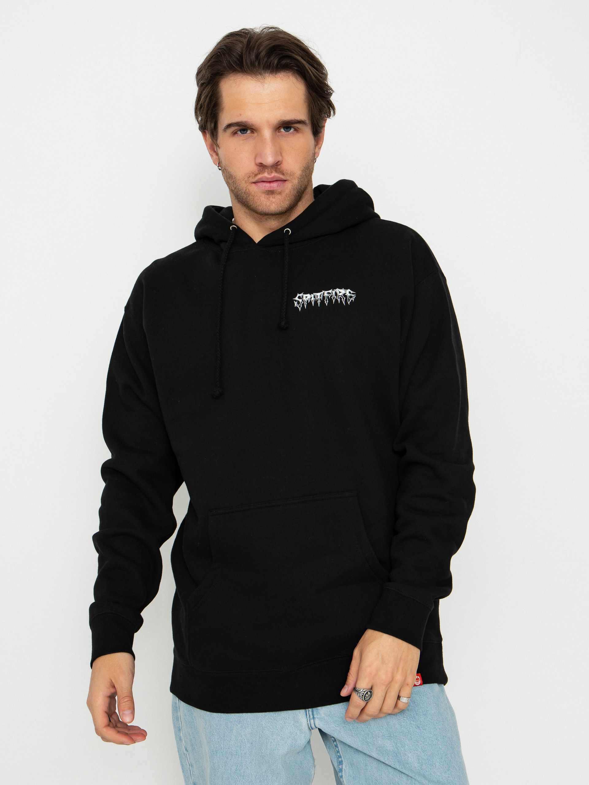 Bluza z kapturem Spitfire Batwing Classic (black w/white prints)