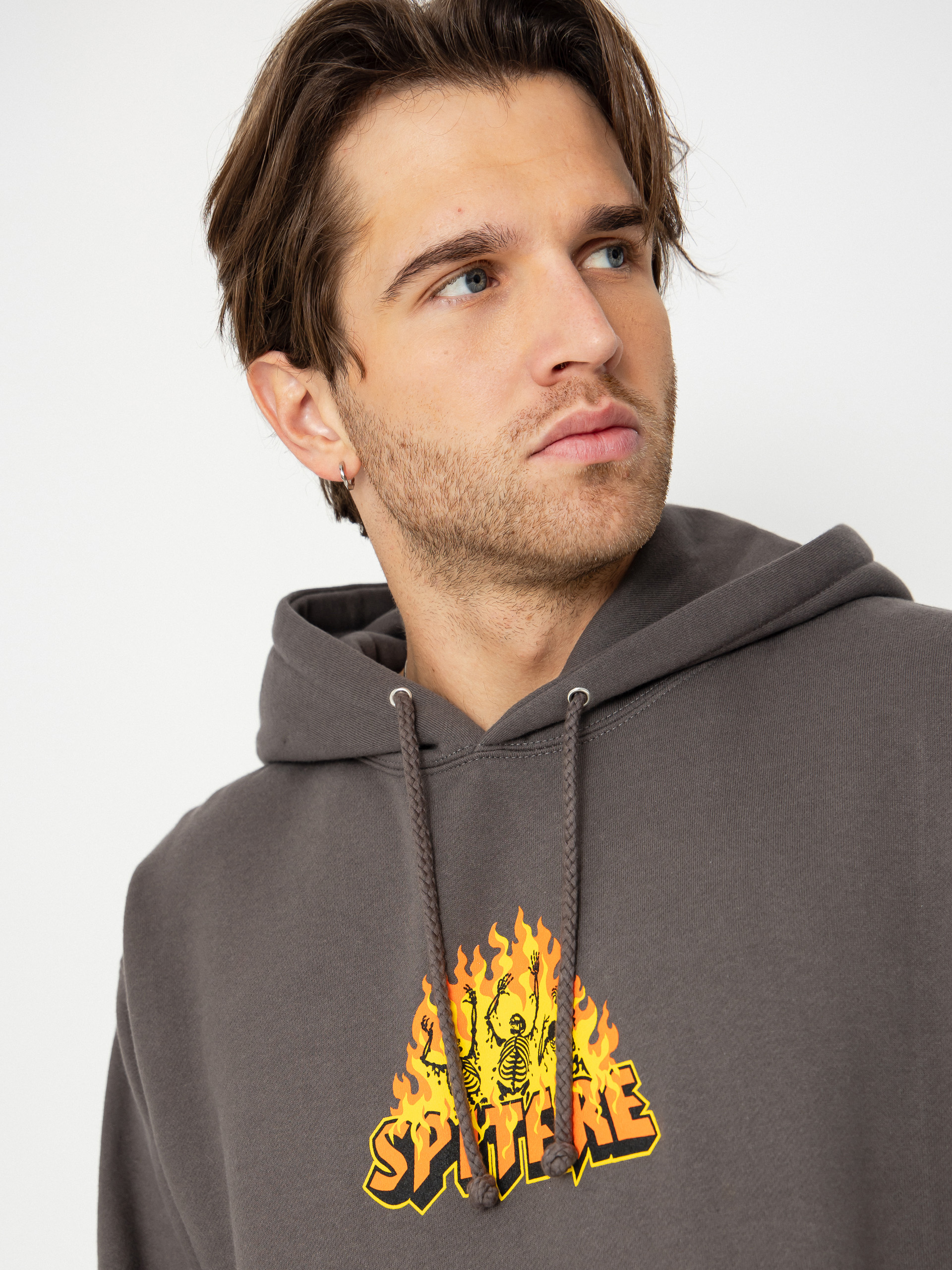 Bluza z kapturem Spitfire Hellfire (charcoal solid w/multi color print)