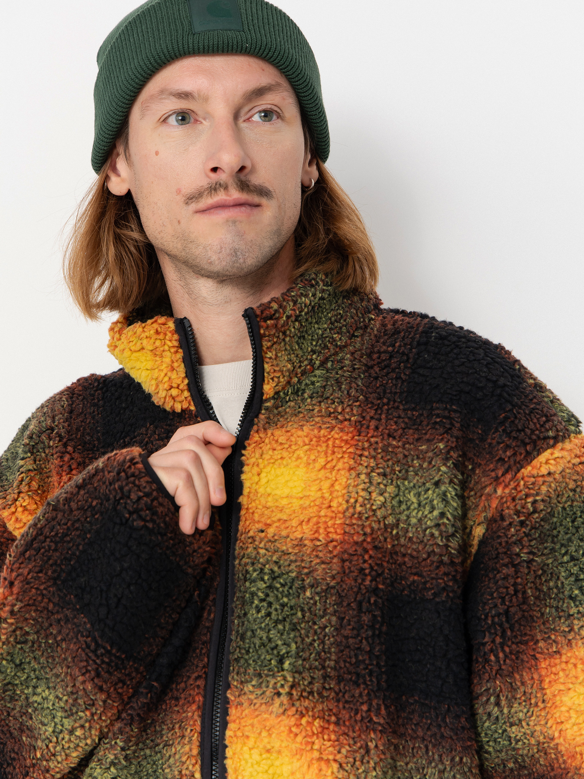 Męski Polar Vans Heights Sherpa Full Zip (black/herritage mustard)