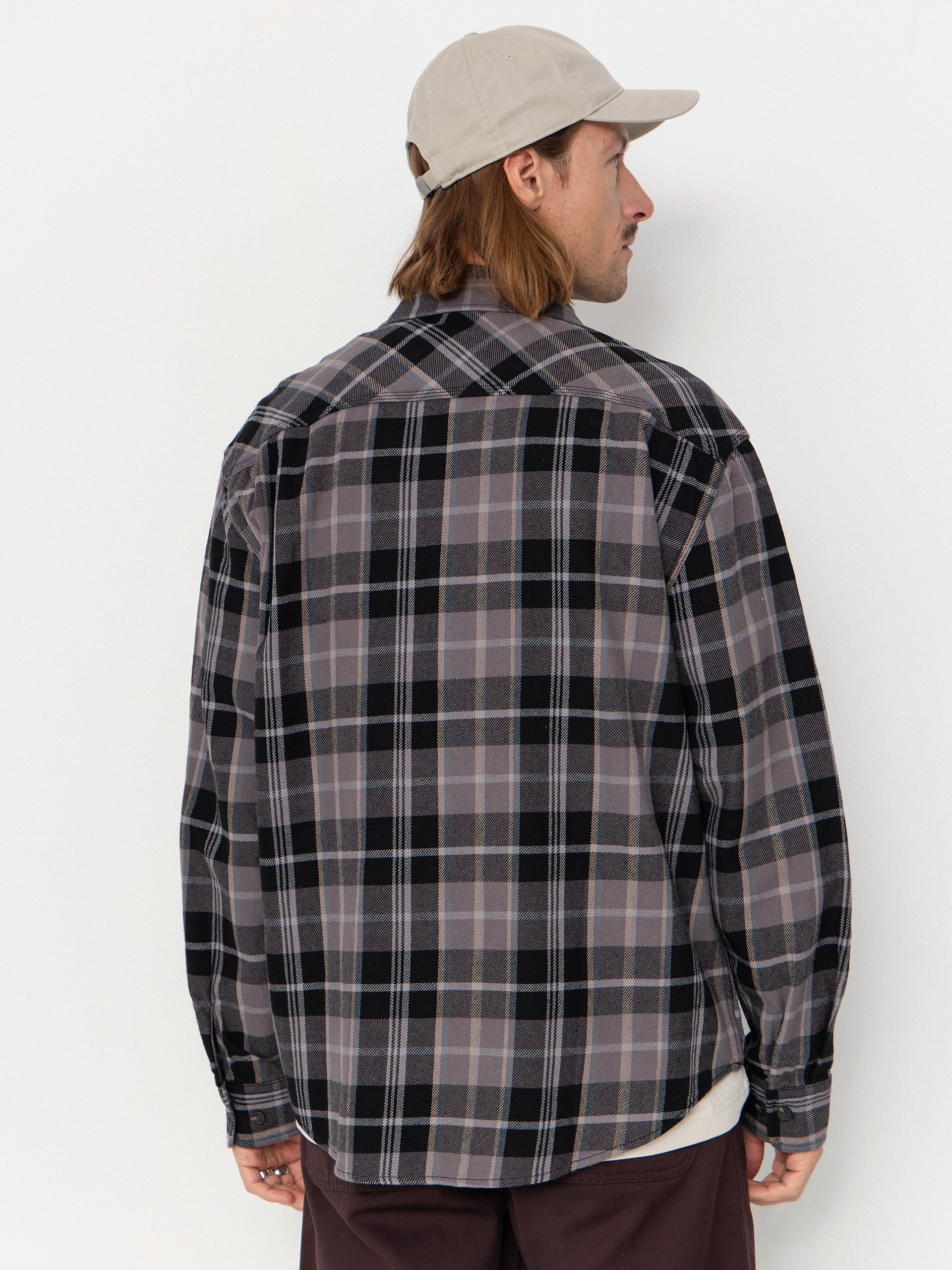 Koszula Brixton Vintage Wash Flannel (black/charcoal beige/slate)