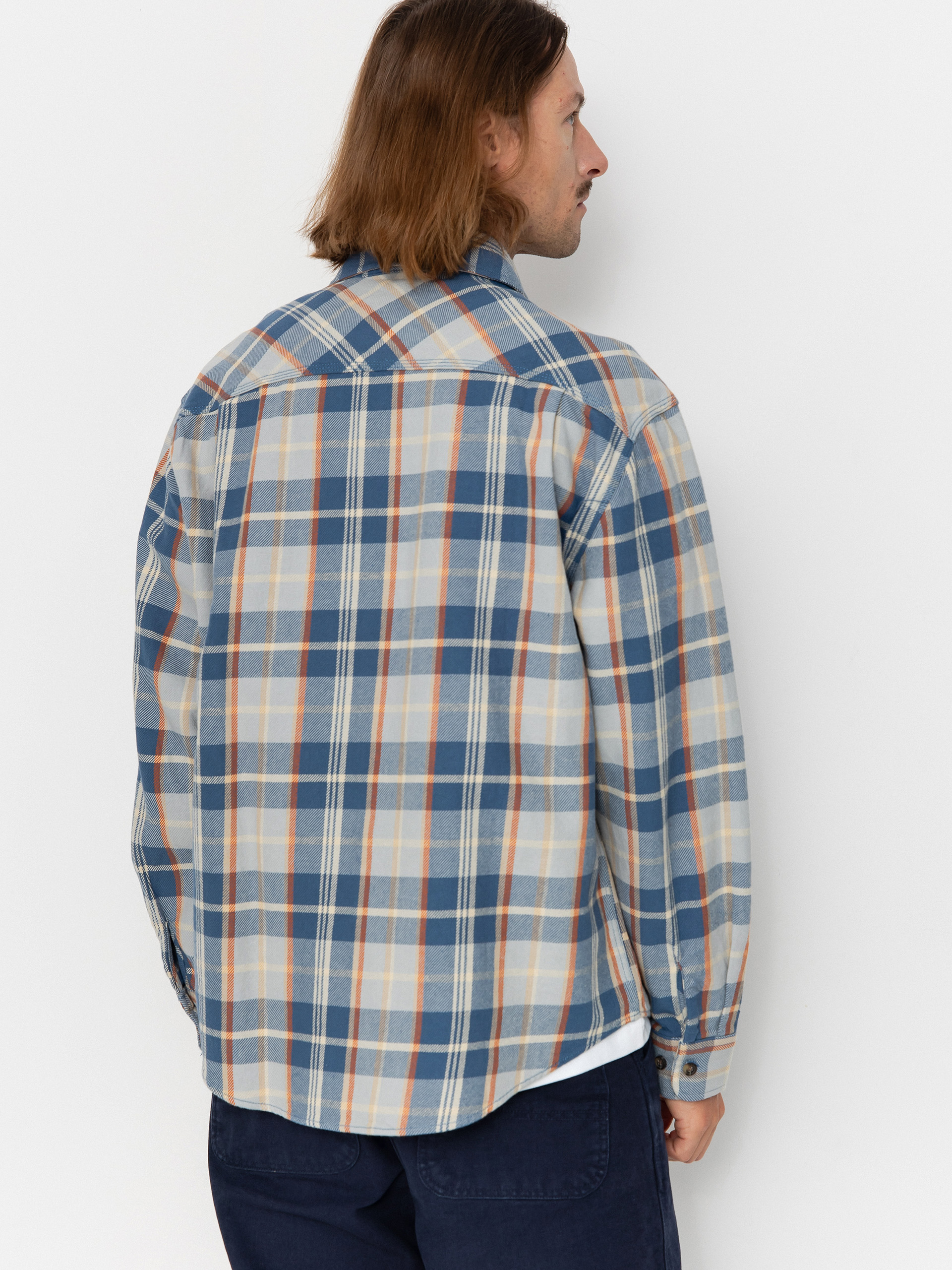 Koszula Brixton Vintage Wash Flannel (blue/soft blue/orange)
