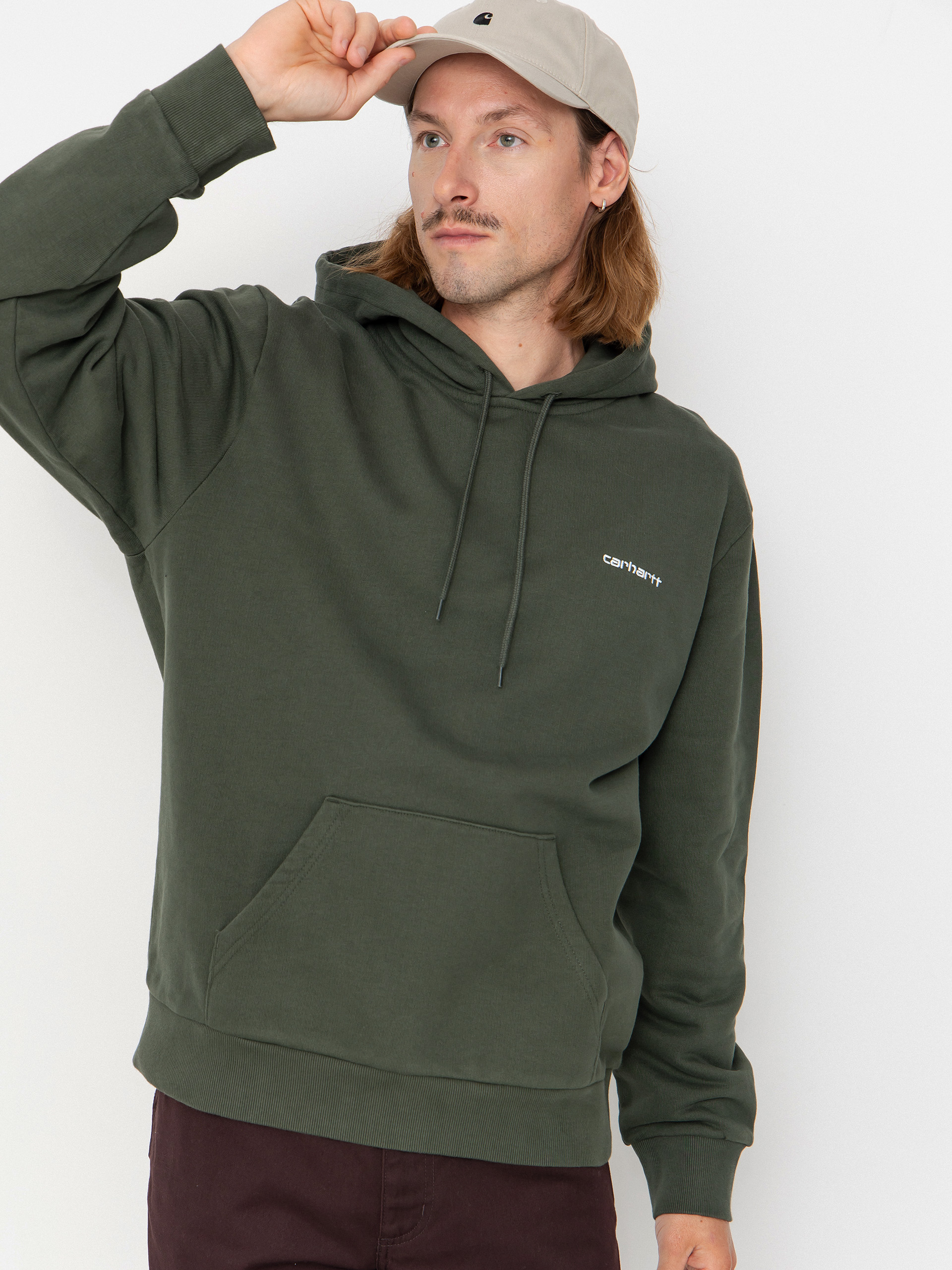 Bluza z kapturem Carhartt WIP Script Embroidery HD (opuntia/white)