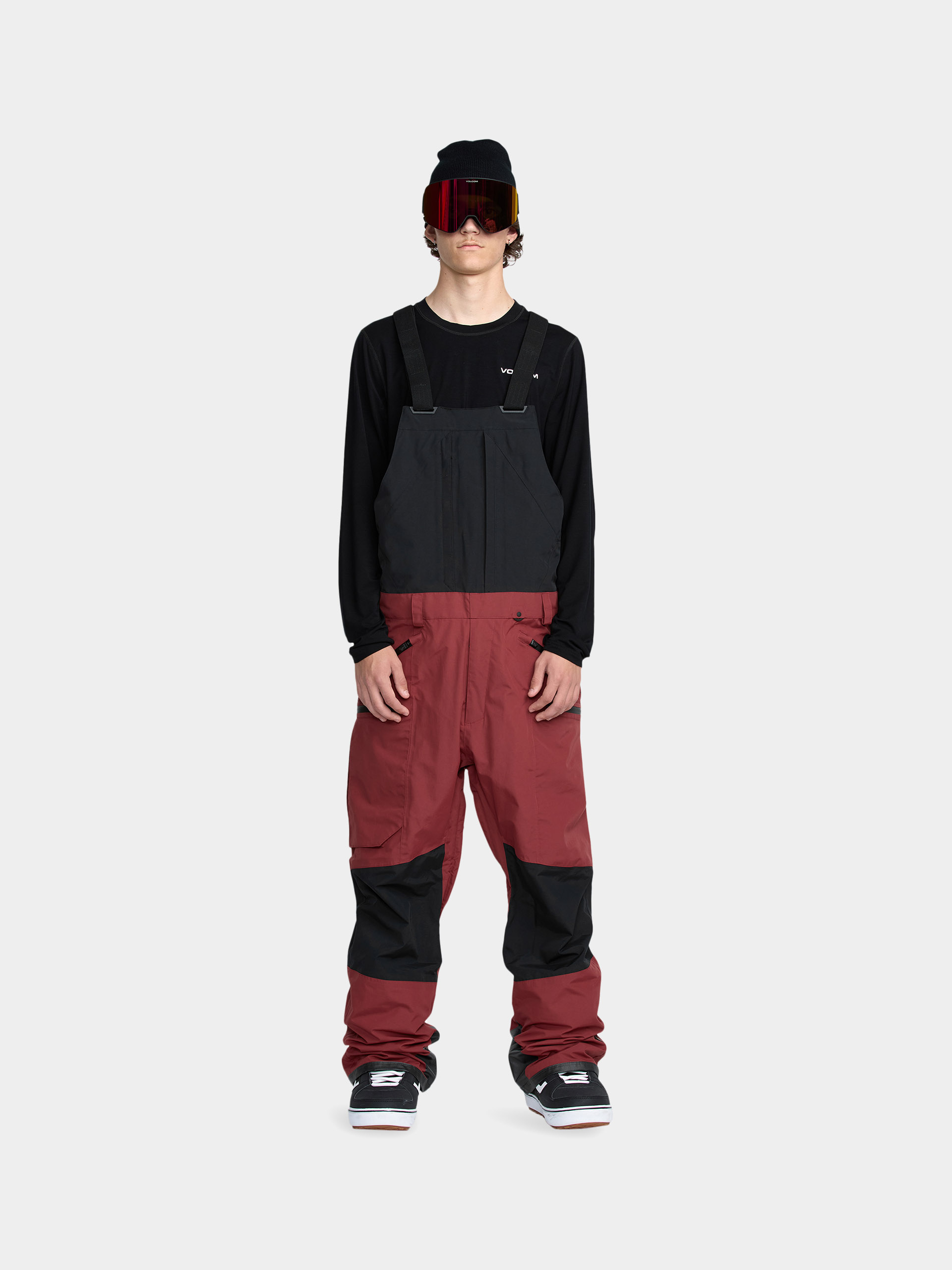 Spodnie snowboardowe Volcom Rain Gore Tex Bib Overall - brązowy