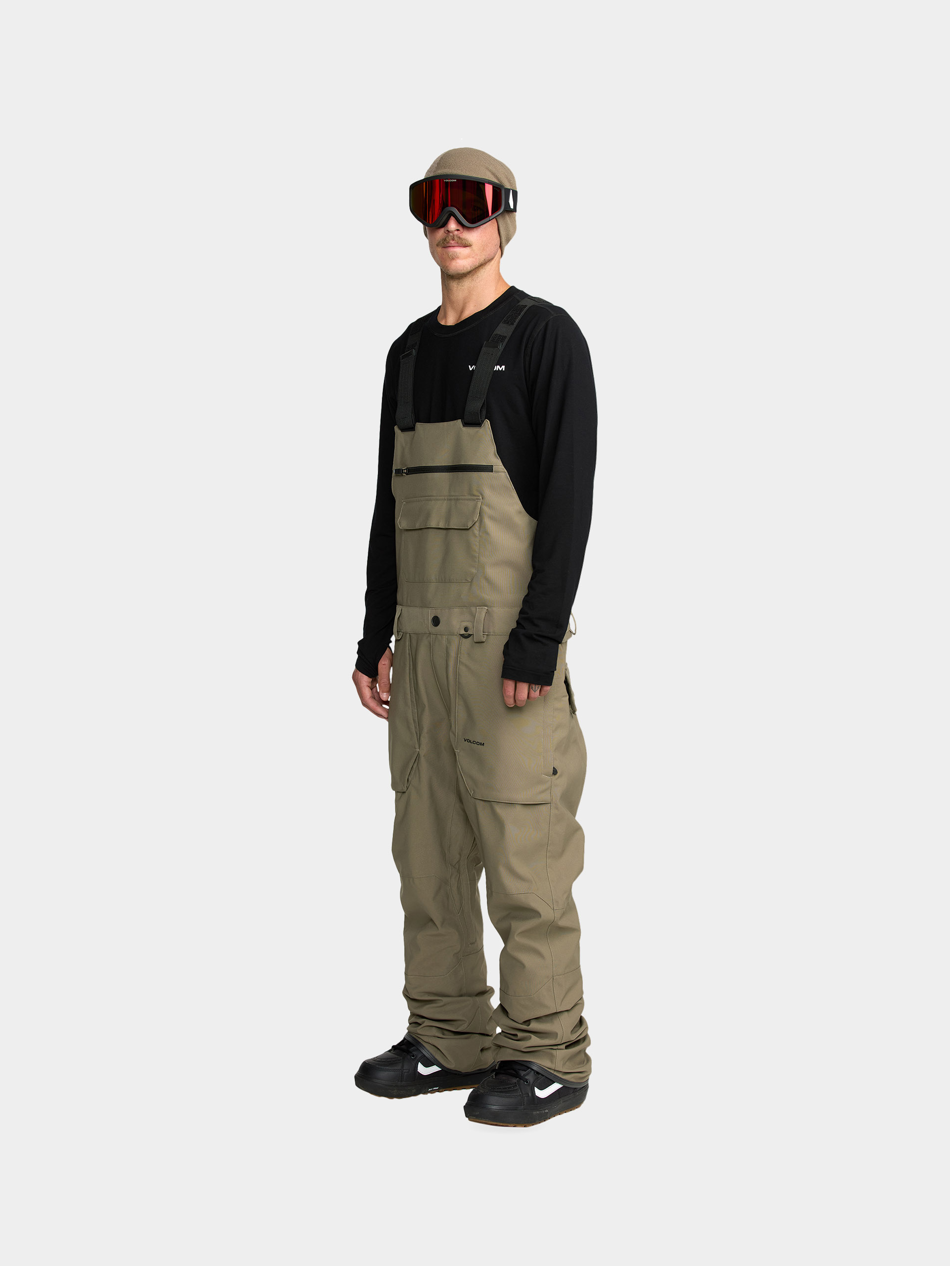 Męskie Spodnie snowboardowe Volcom Roan Bib Overall (military)