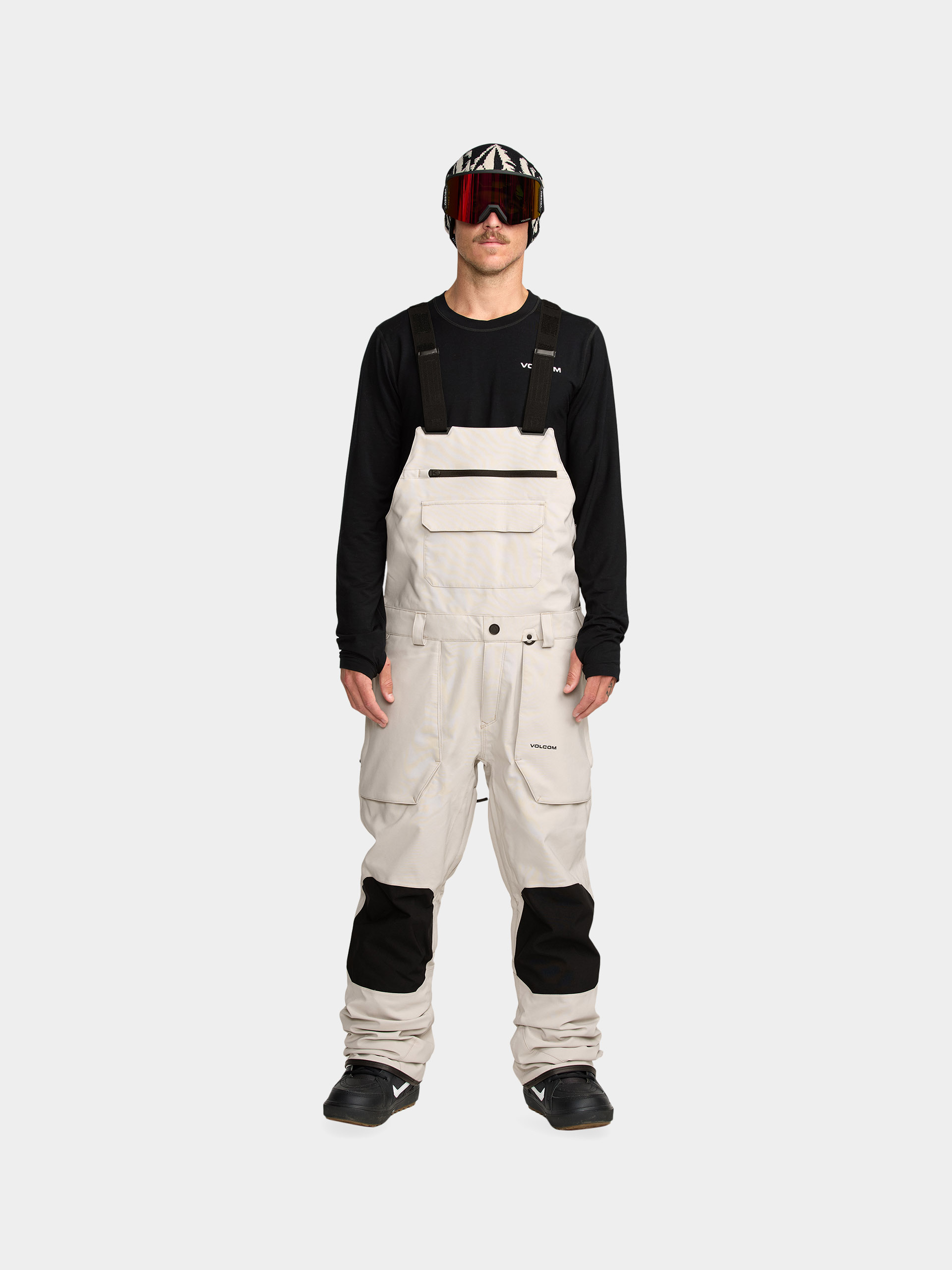 Męskie Spodnie snowboardowe Volcom Roan Bib Overall (stone)