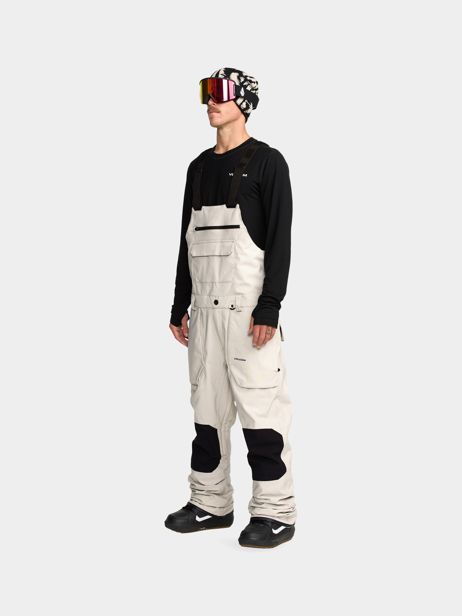 Męskie Spodnie snowboardowe Volcom Roan Bib Overall (stone)