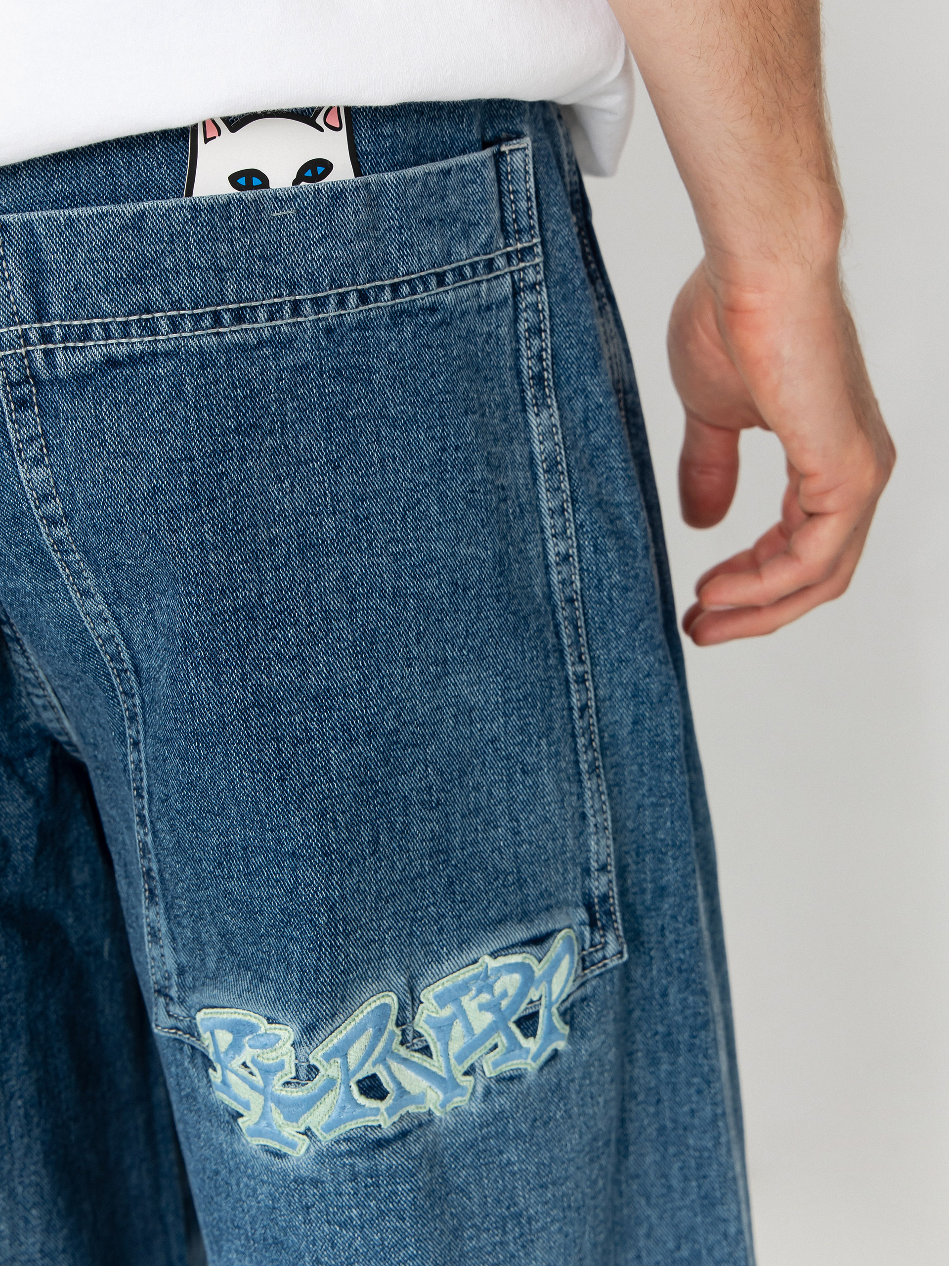 Spodnie RipNDip Ace Ultra Wide Leg (medium wash)