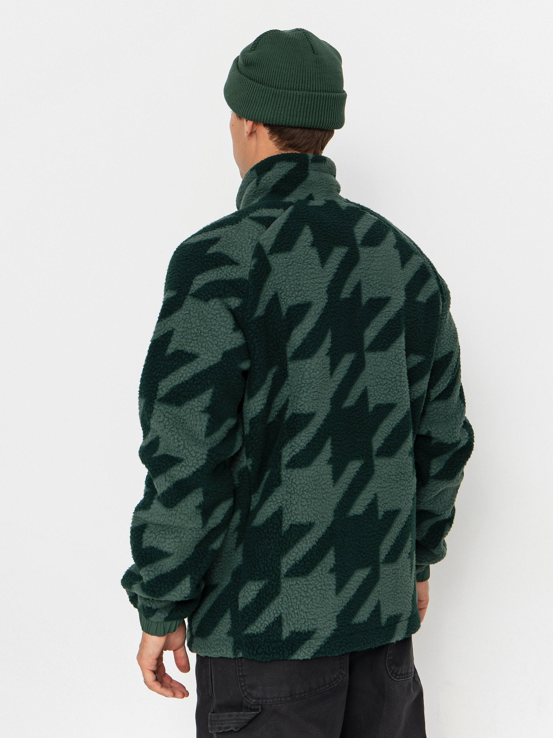 Męski Polar Helly Hansen Panorama Printed Pile Snap (jungle green houndstooth a)
