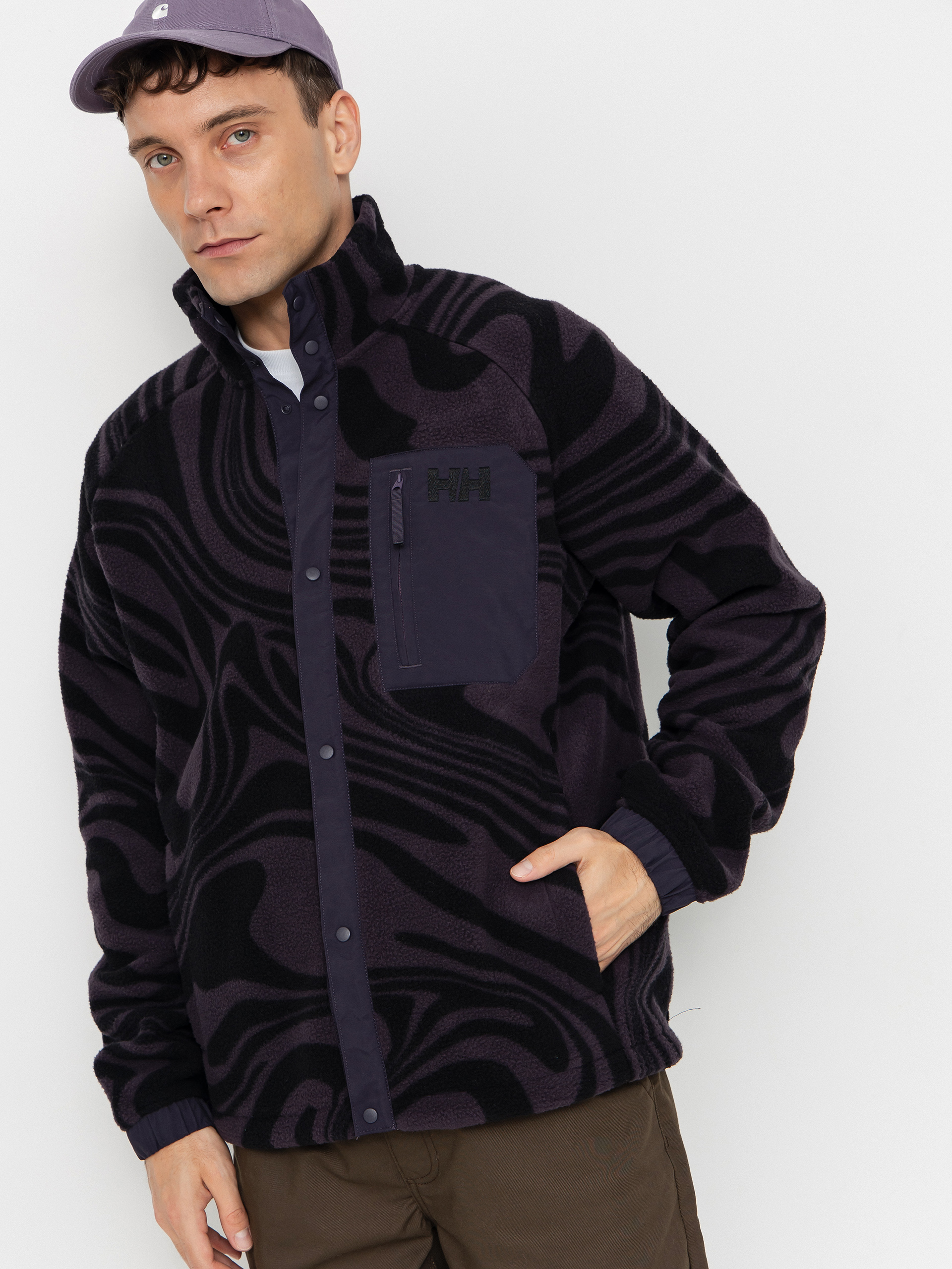 Polar Helly Hansen Panorama Printed Pile Snap (black grape swirl aop)