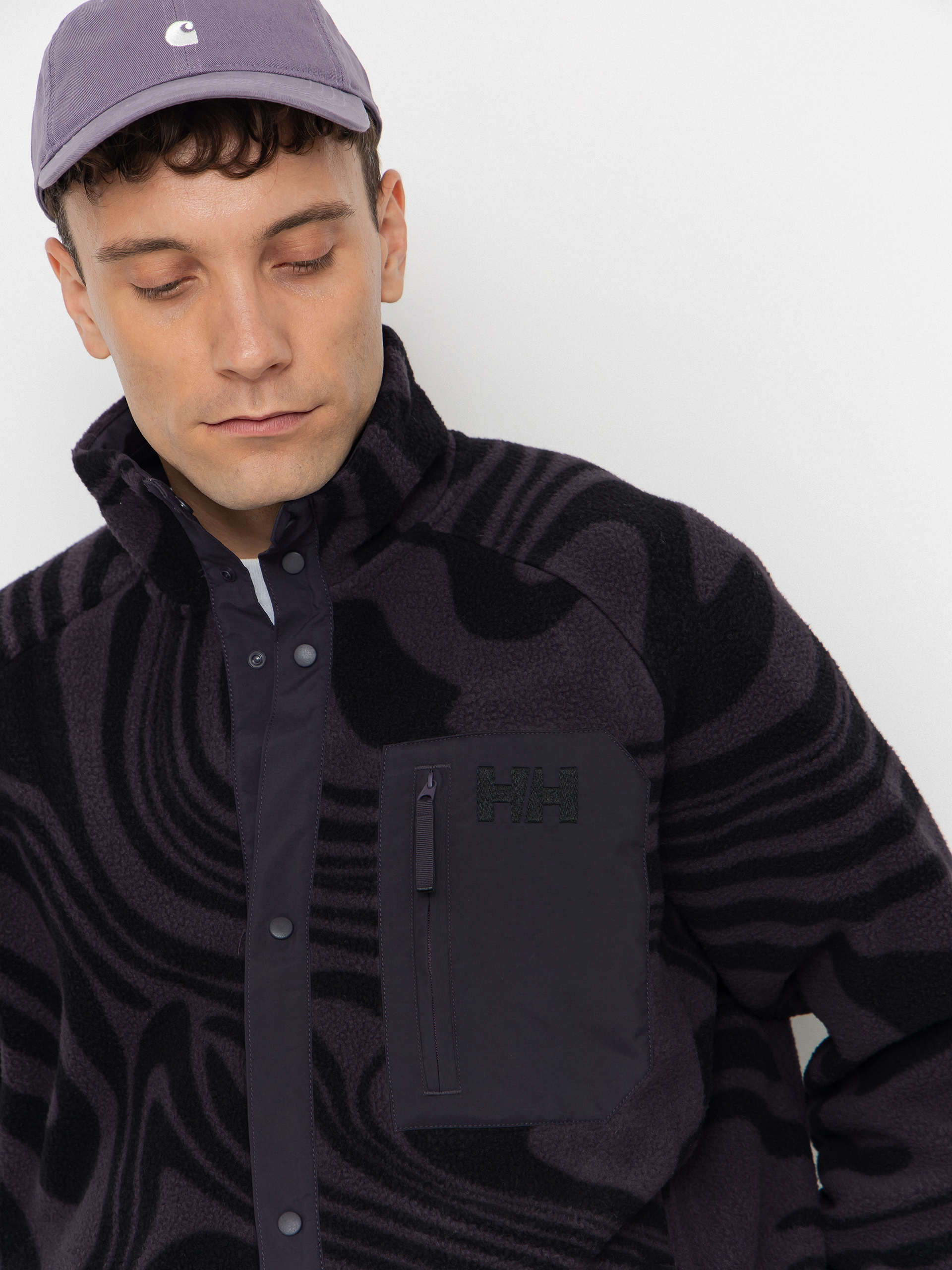 Męski Polar Helly Hansen Panorama Printed Pile Snap (black grape swirl aop)