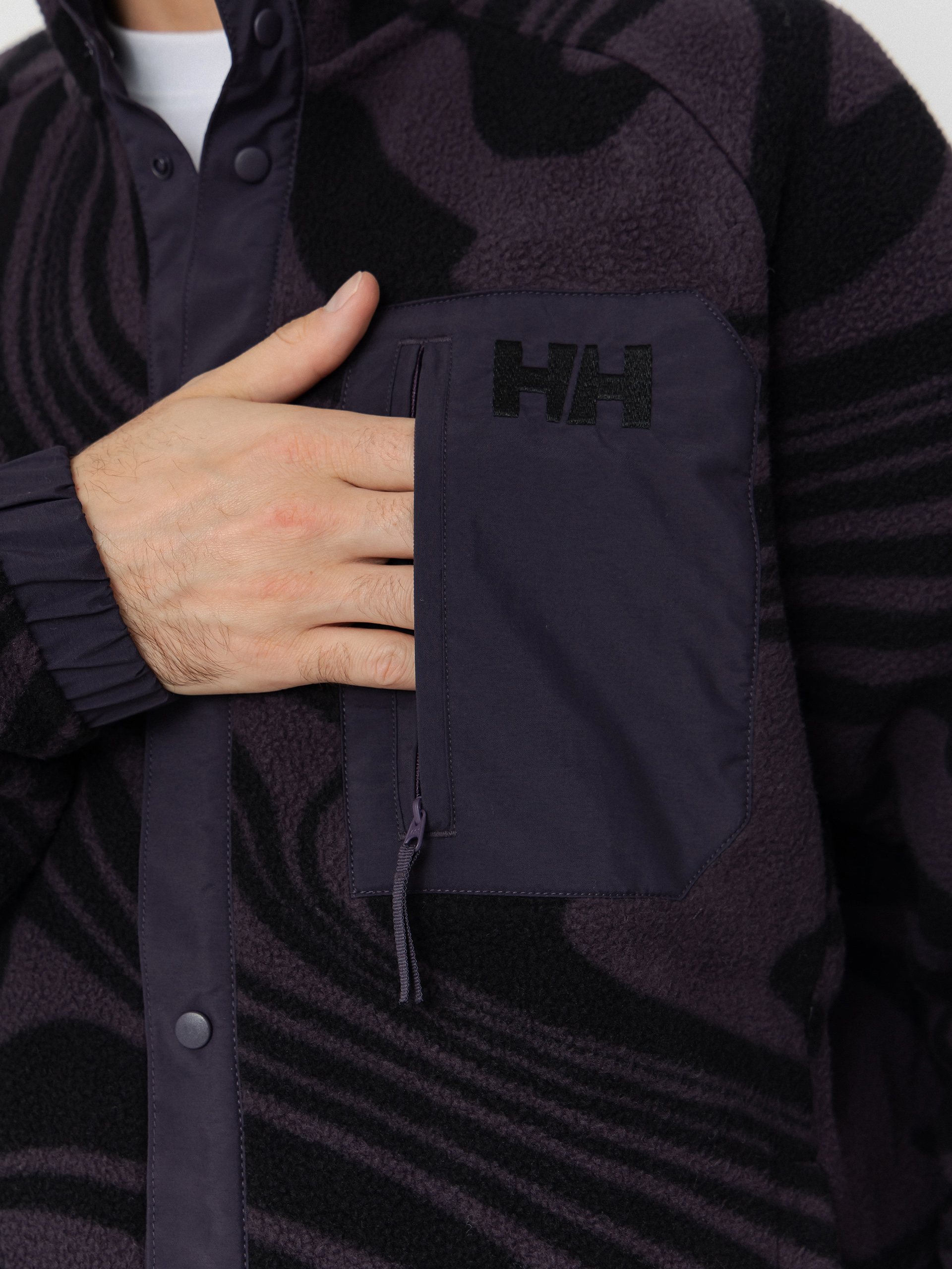 Męski Polar Helly Hansen Panorama Printed Pile Snap (black grape swirl aop)