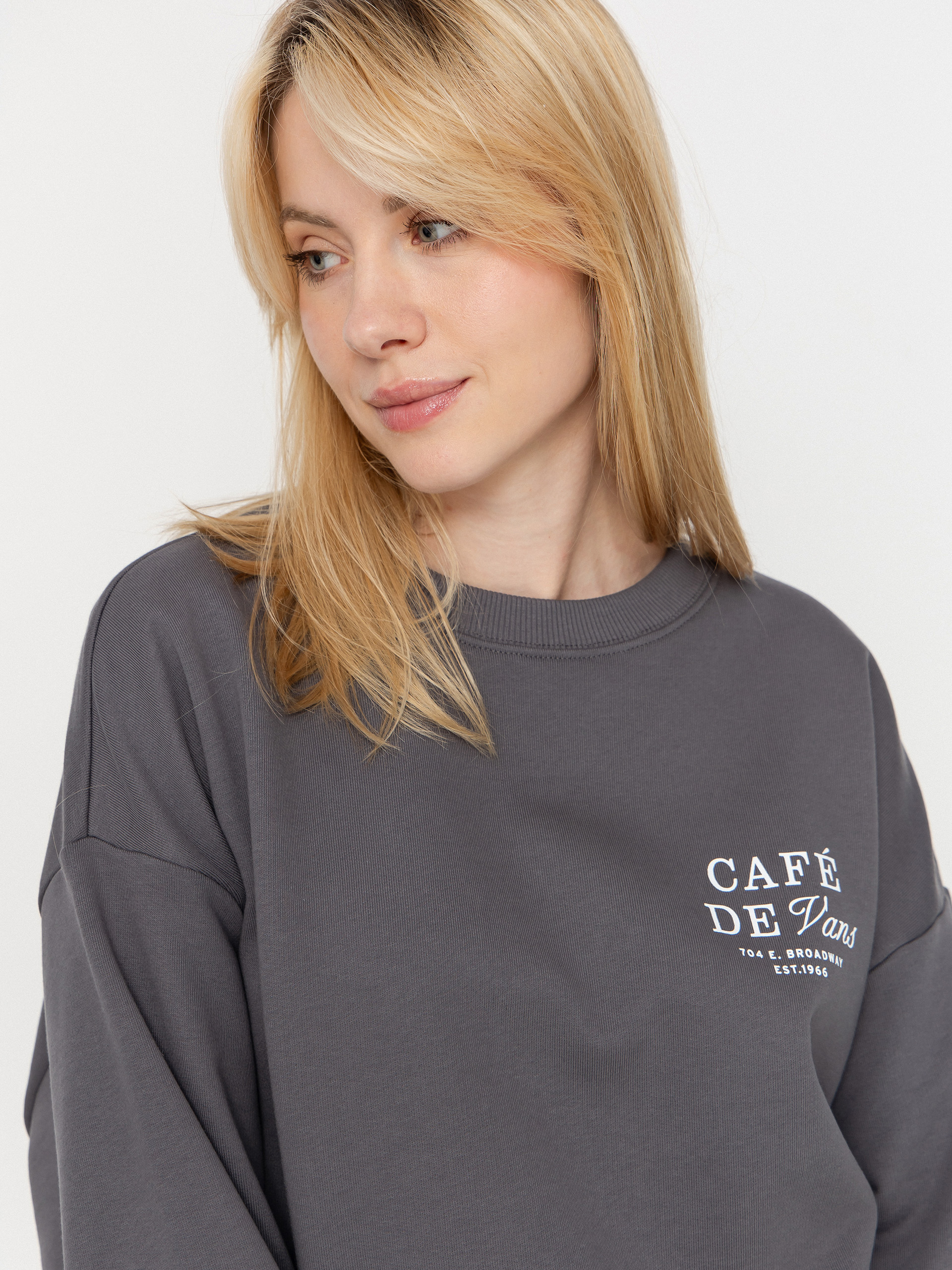 Bluza z kapturem Vans Cafe Vans Os HD Wmn (mountain essentials asphalt)