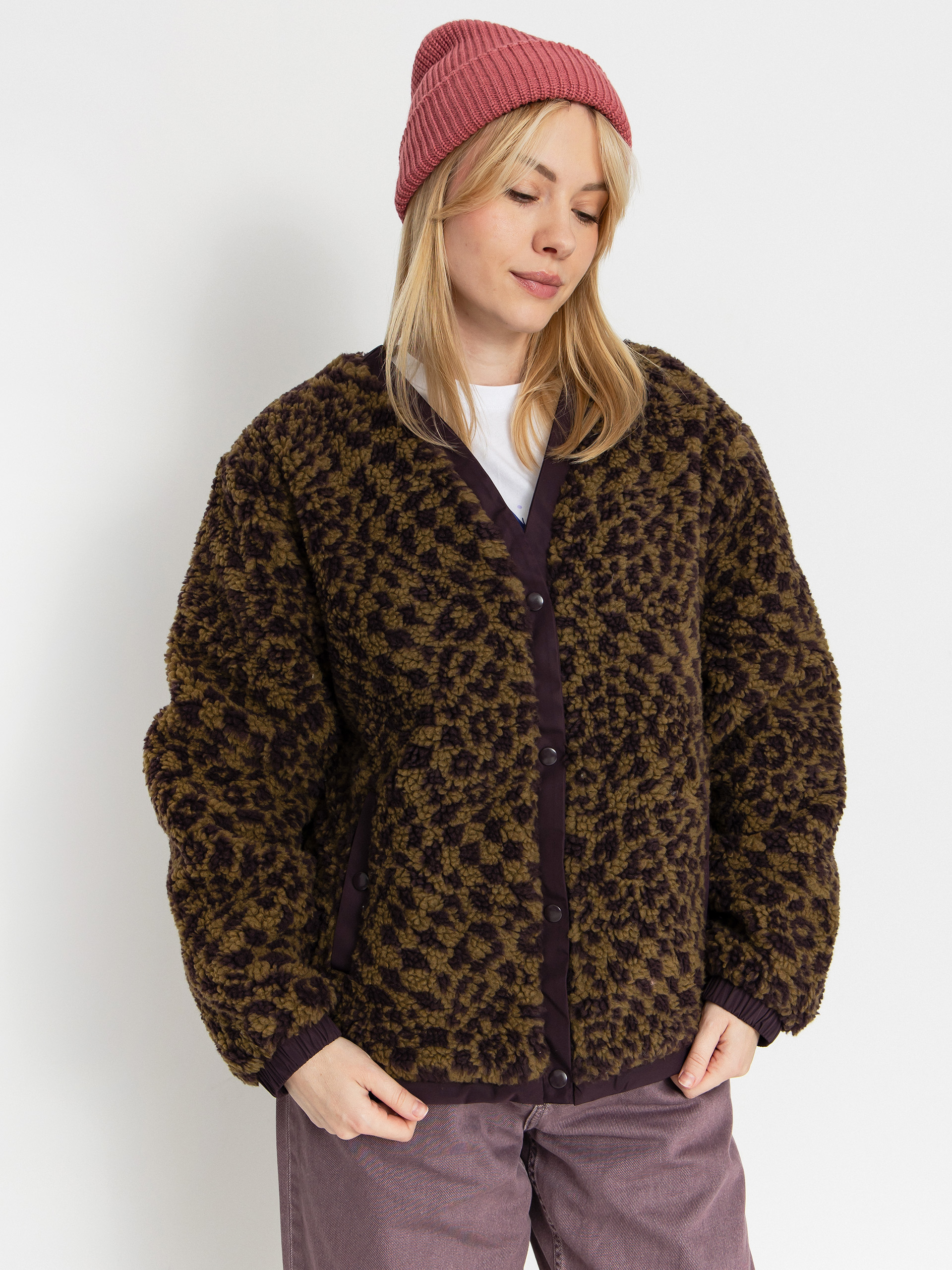 Płaszcz Vans Suffolk Cheetah Check Pile Coat Wmn (dark port)