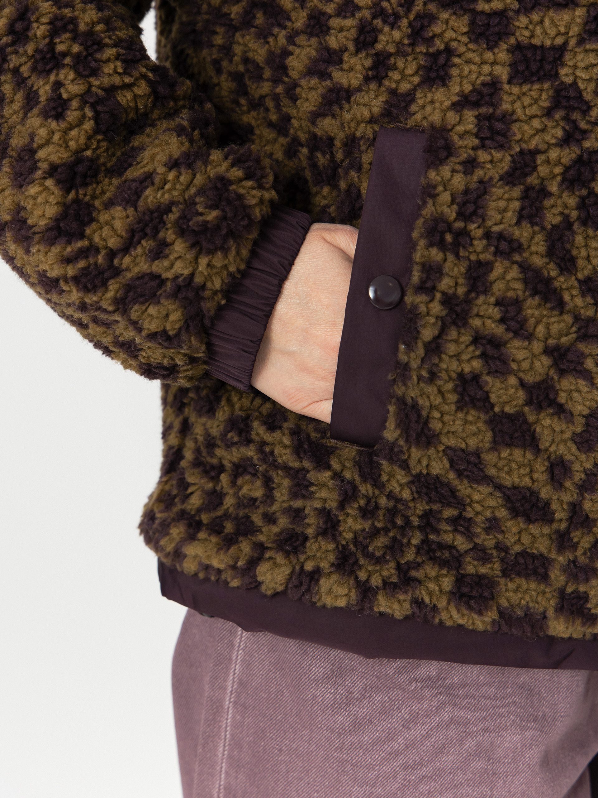 Płaszcz Vans Suffolk Cheetah Check Pile Coat Wmn (dark port)