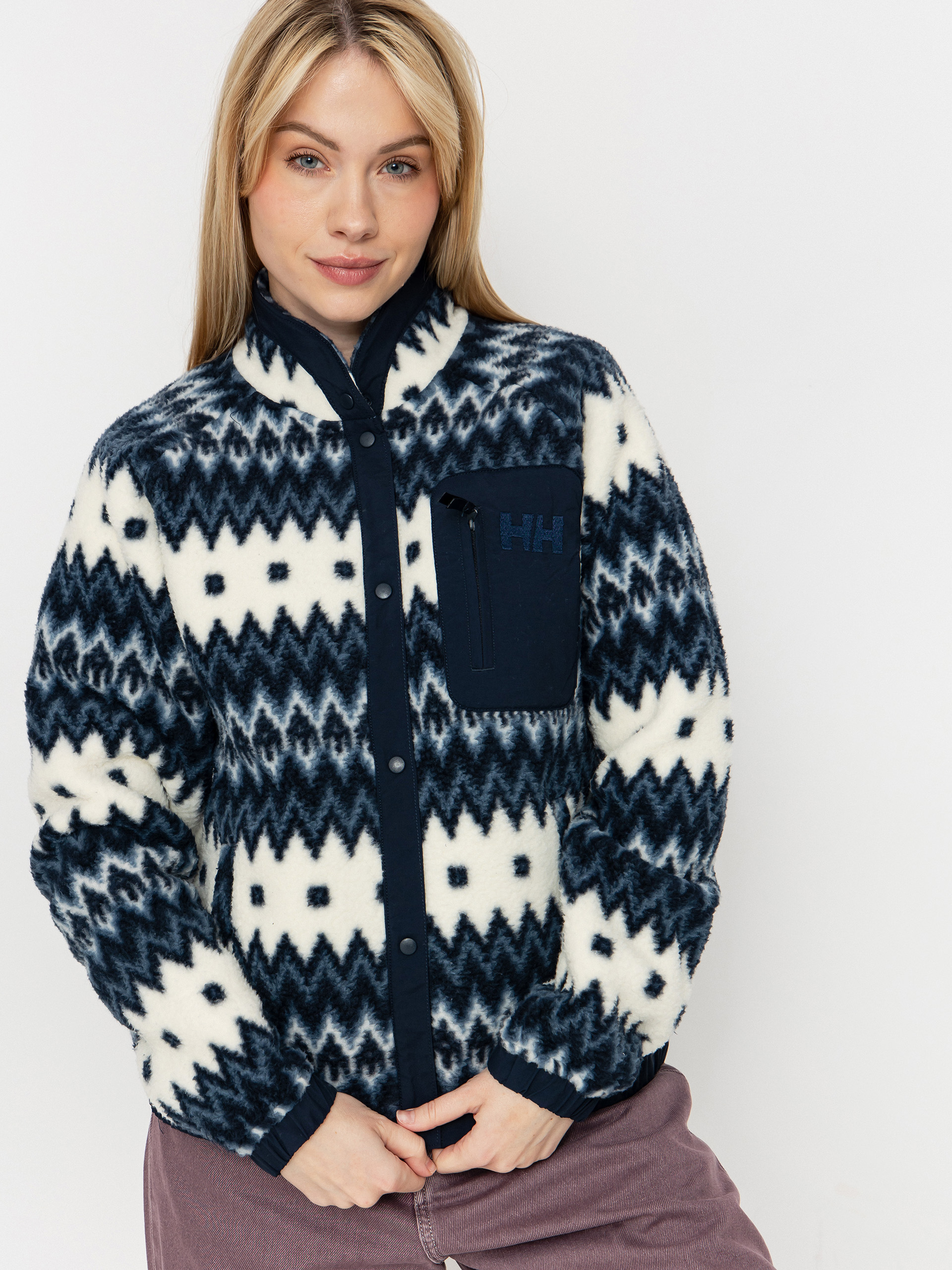 Polar Helly Hansen Imperial Printed Pile Snap Wmn (navy nordic aop)