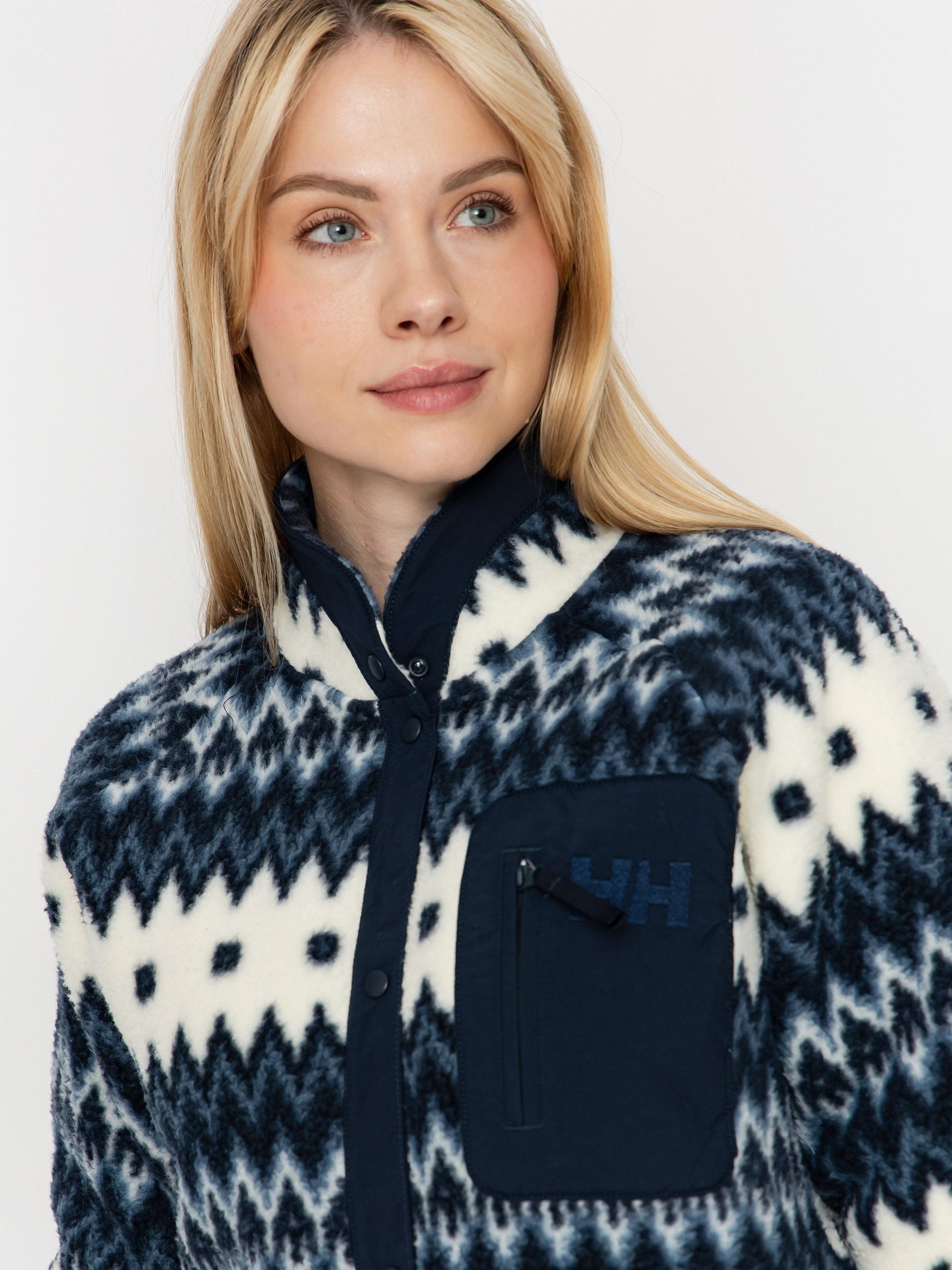 Damski Polar Helly Hansen Imperial Printed Pile Snap (navy nordic aop)