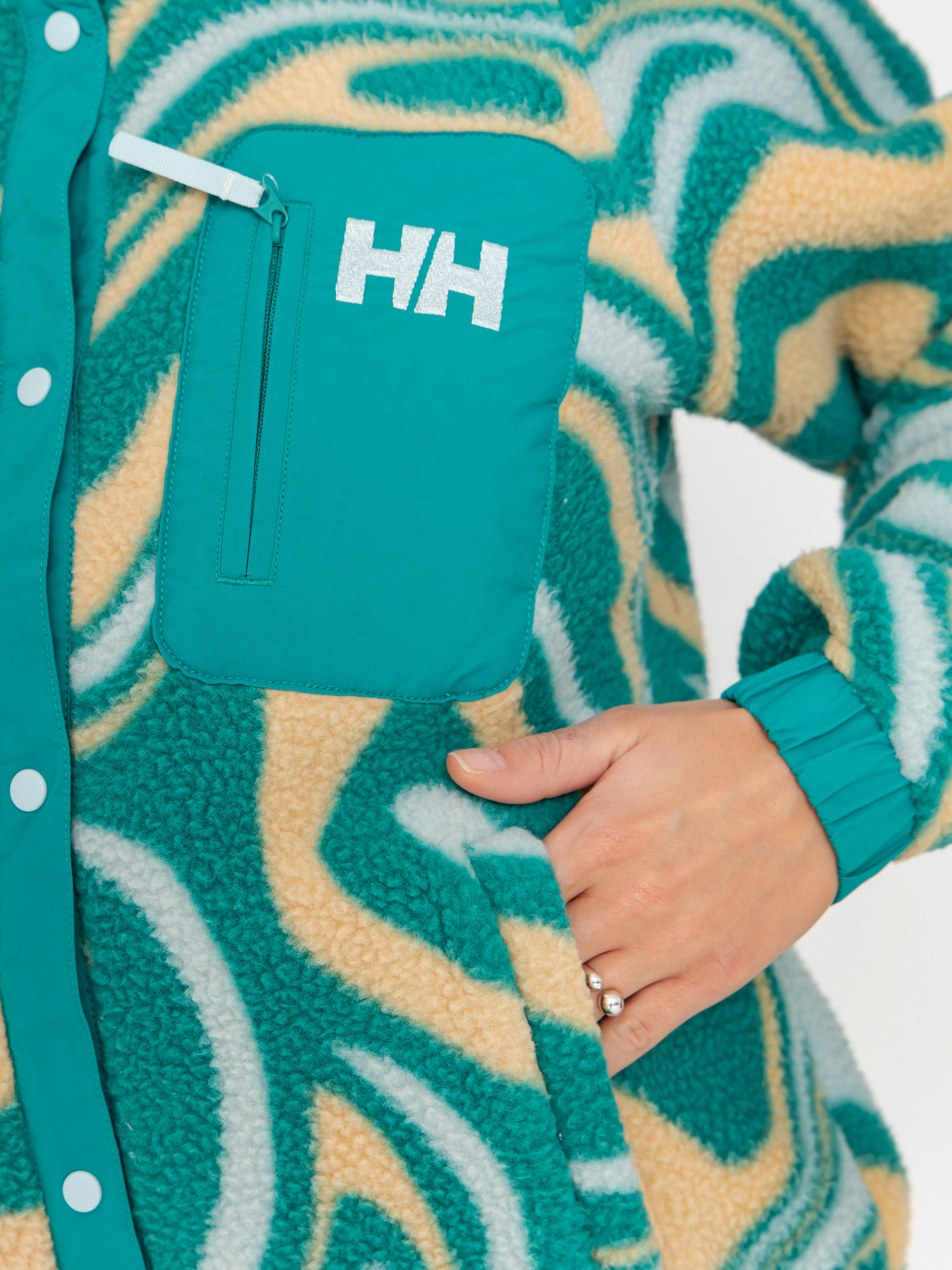 Damski Polar Helly Hansen Imperial Printed Pile Snap (barely blue swirl aop)