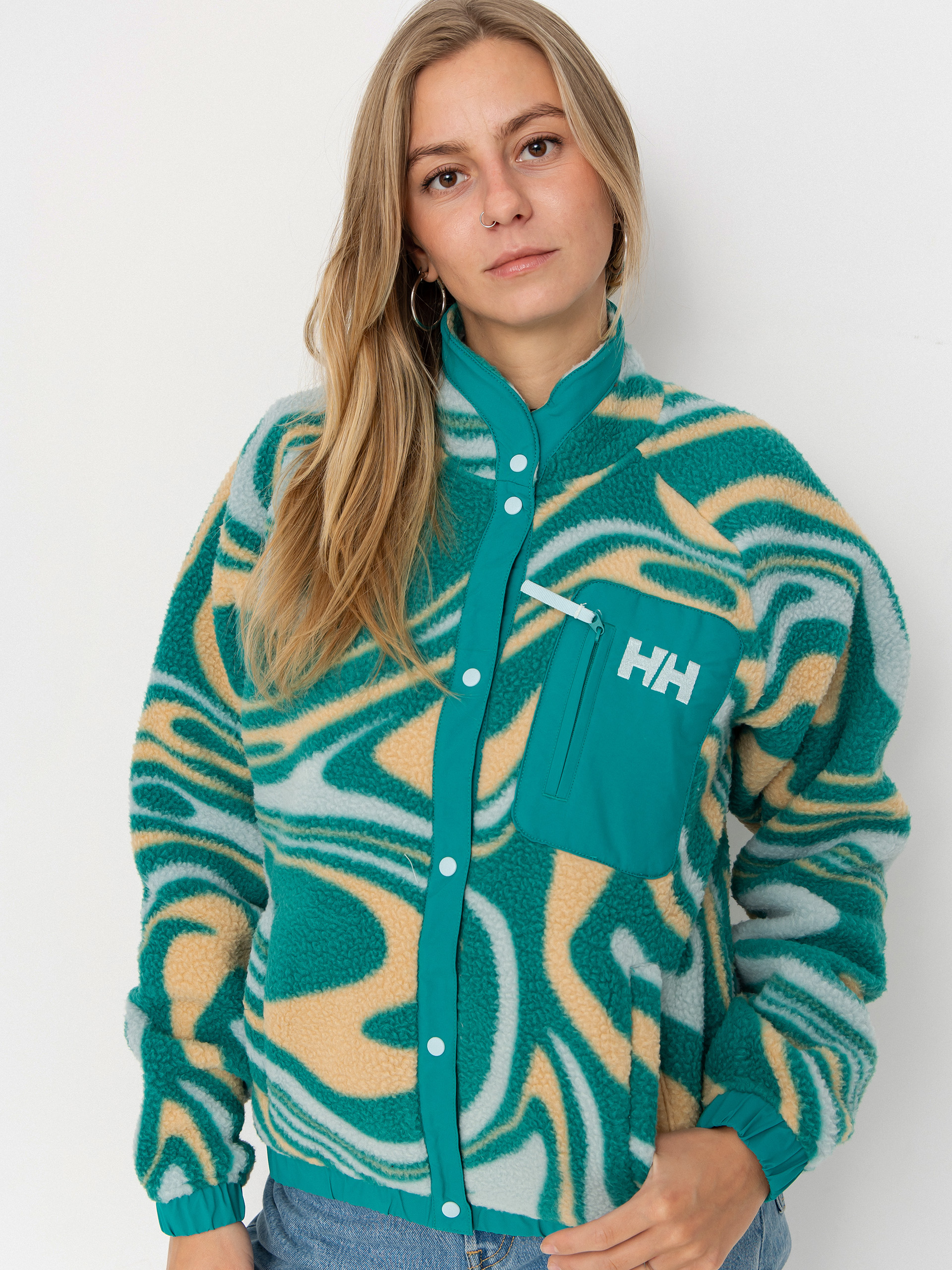 Polar Helly Hansen Imperial Printed Pile Snap Wmn (barely blue swirl aop)