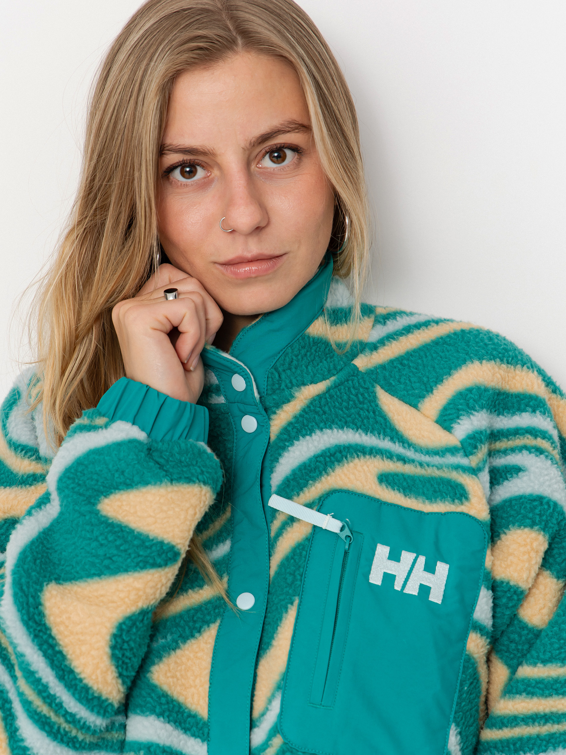 Damski Polar Helly Hansen Imperial Printed Pile Snap (barely blue swirl aop)