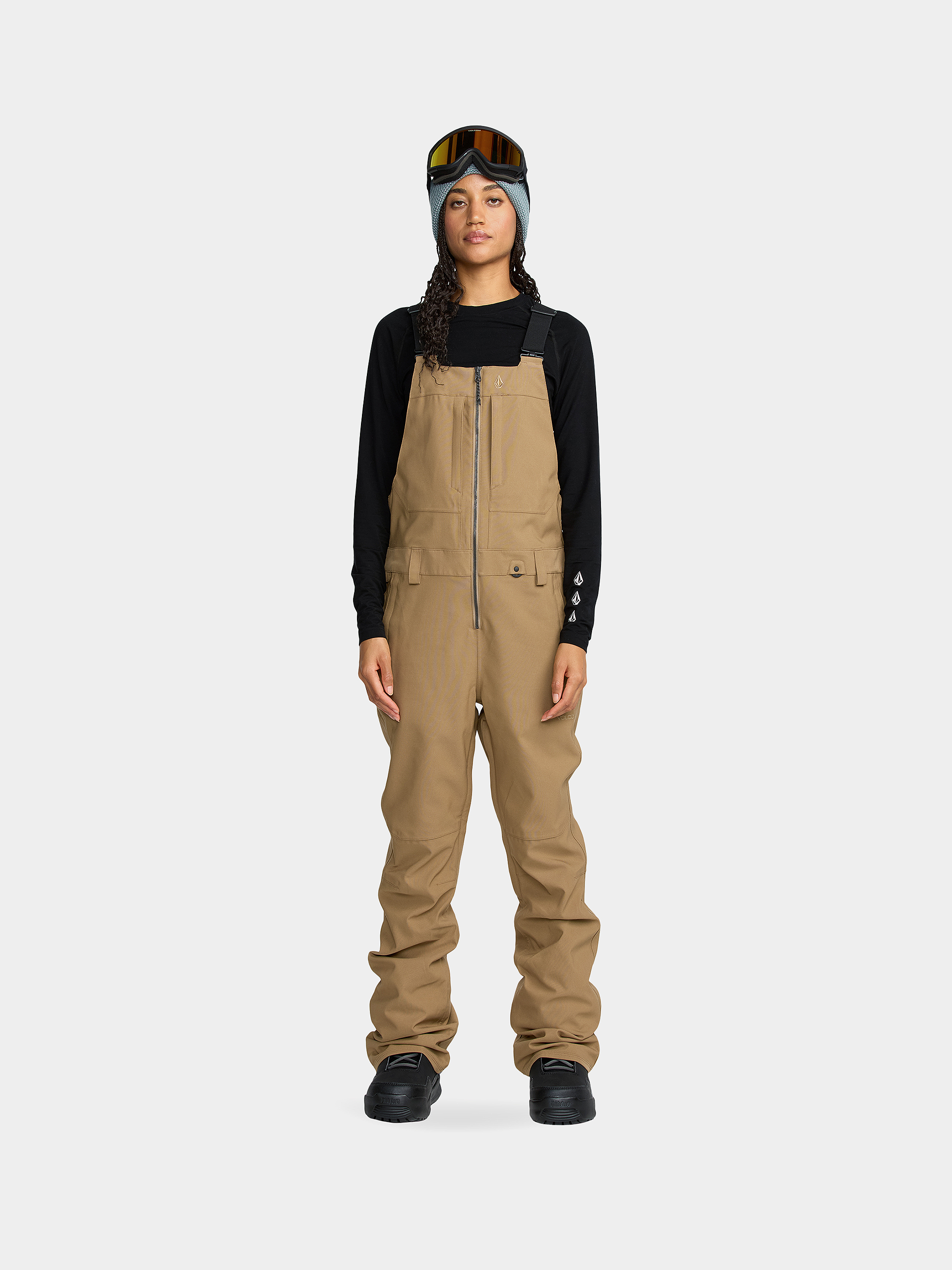 Spodnie snowboardowe Volcom Swift Bib Overall Wmn - beżowy (sand)