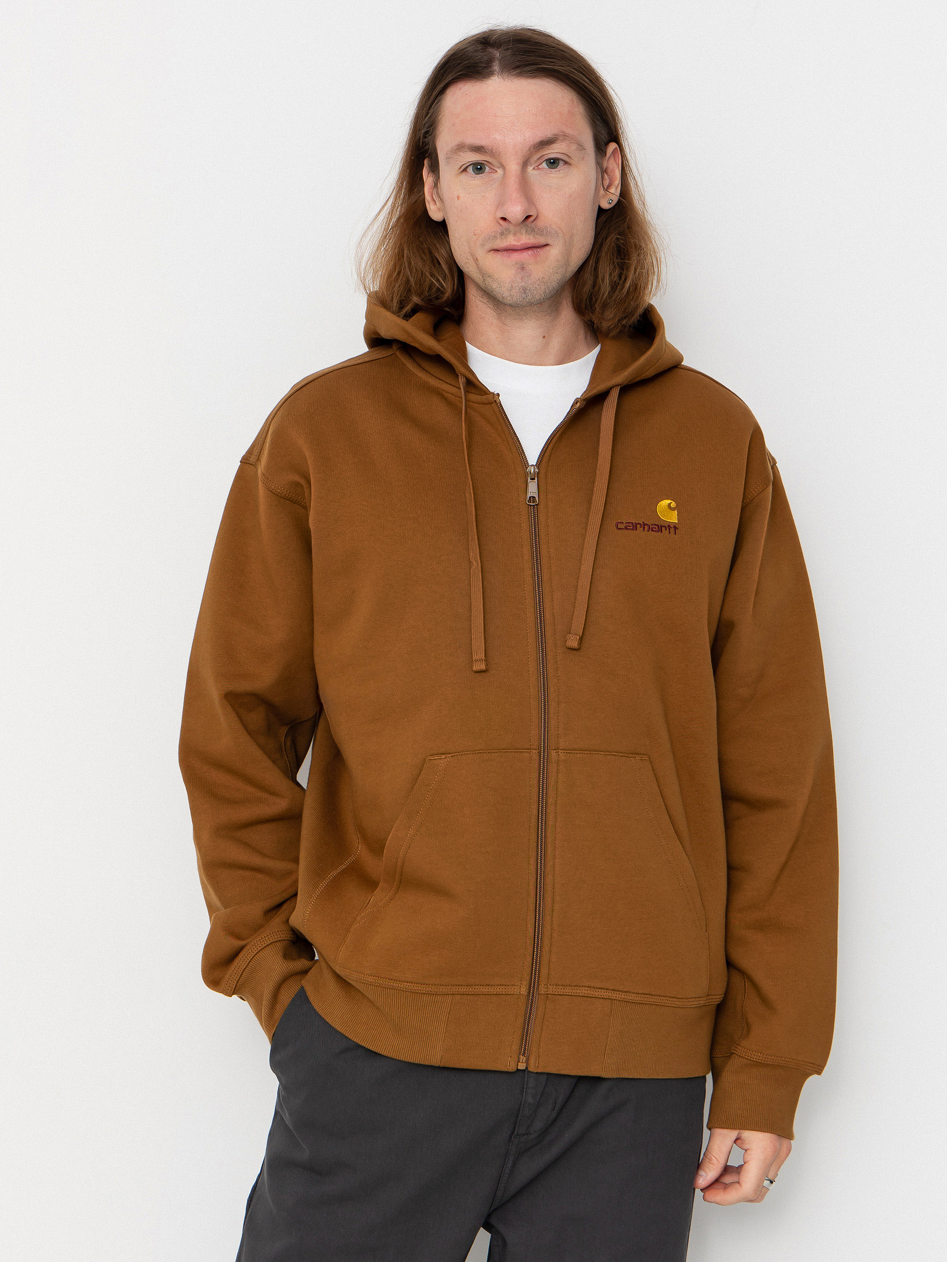 Bluza z kapturem Carhartt WIP American Script ZHD (hamilton brown)