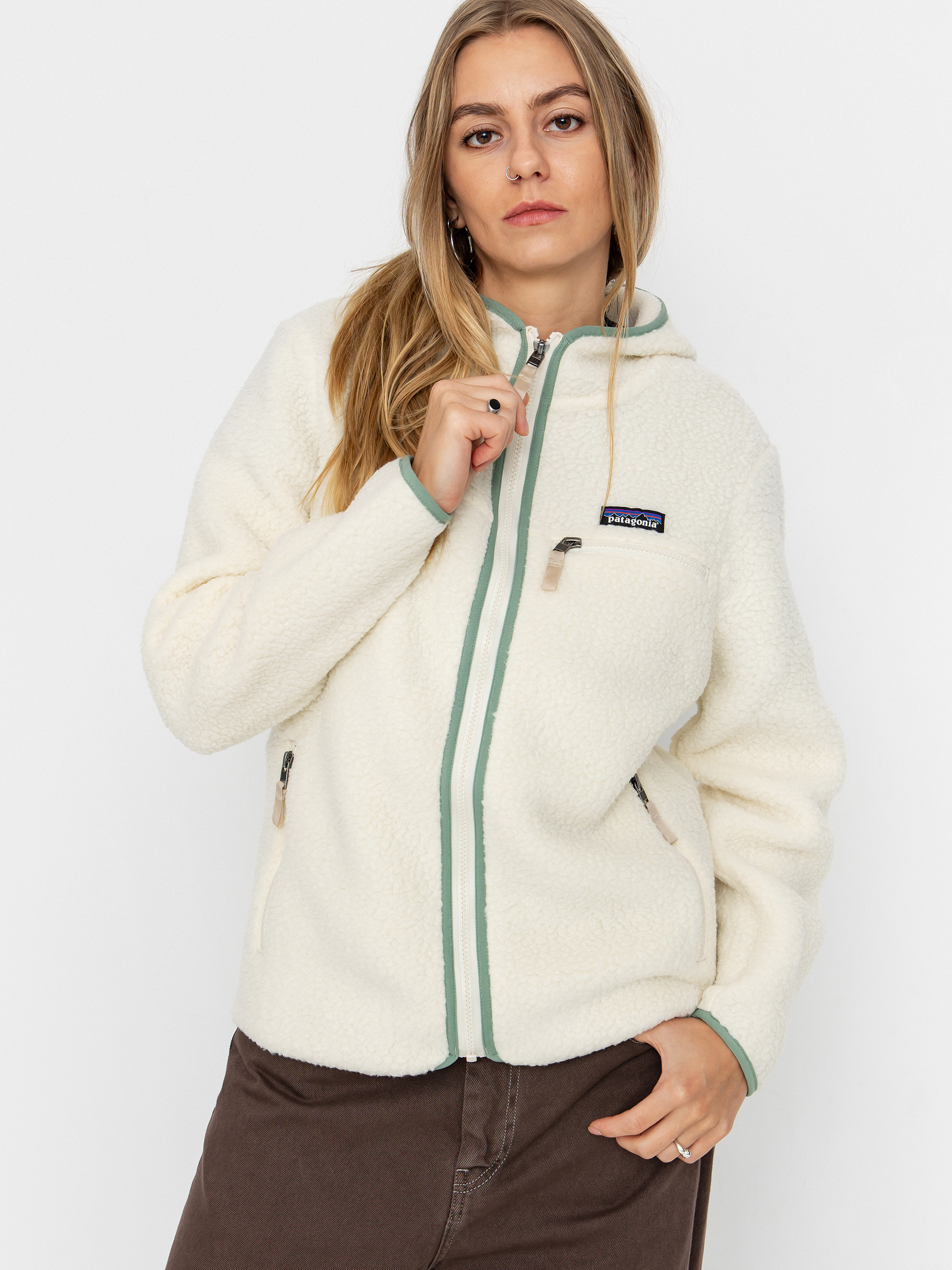 Polar Patagonia Retro Pile HD Wmn (natural w/ellwood green)