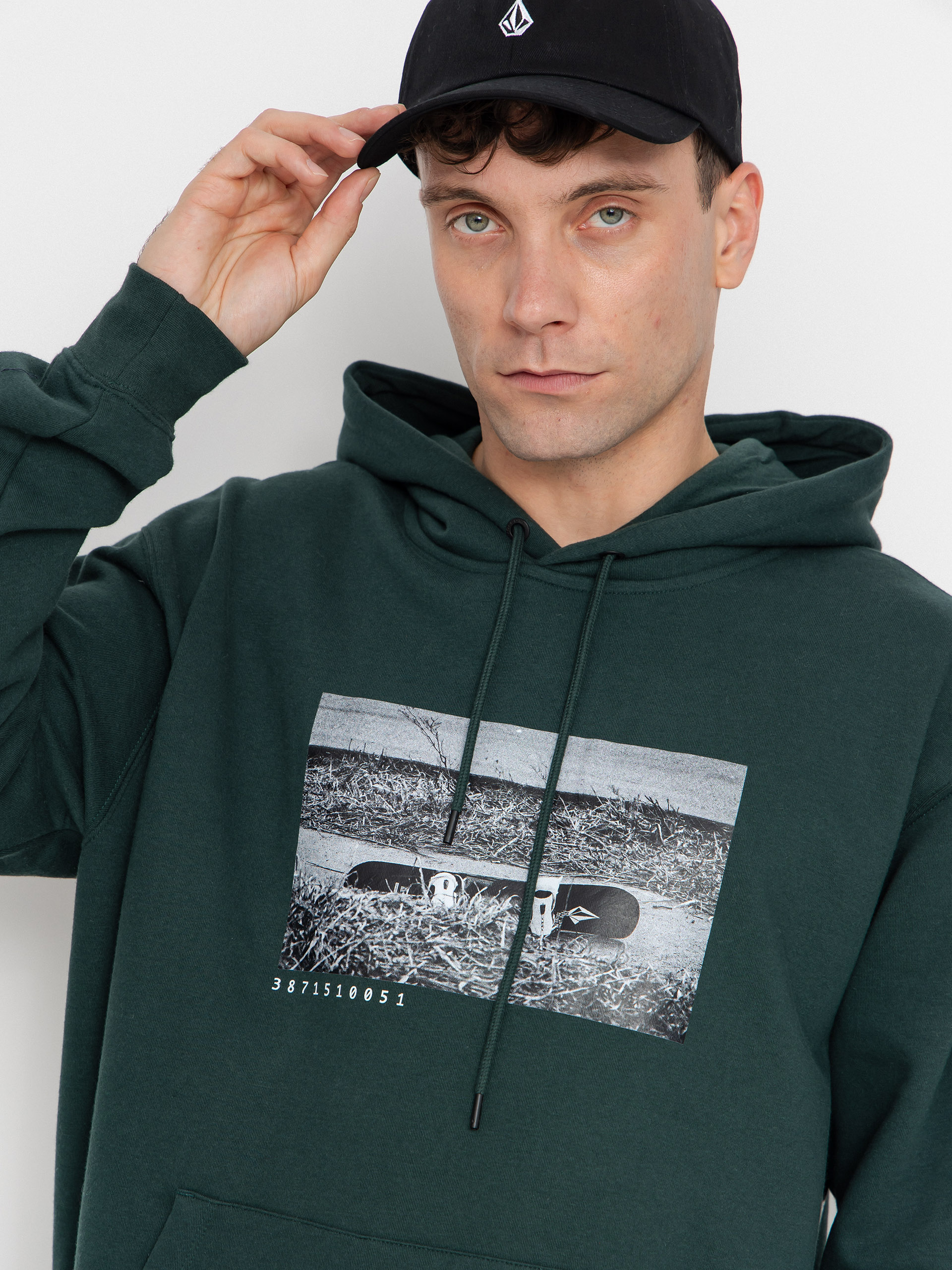 Bluza z kapturem Volcom Essential HD (black green)