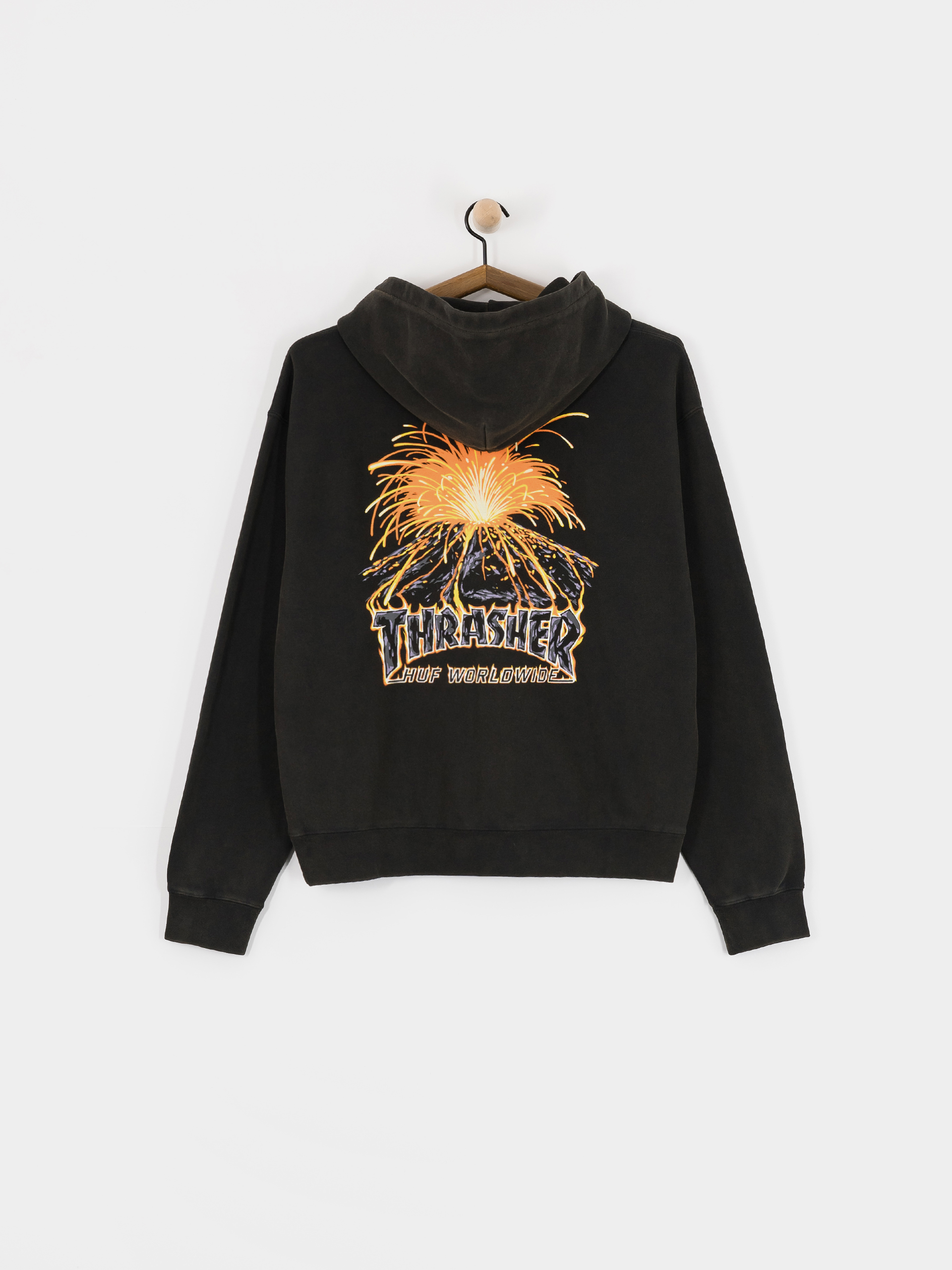 Bluza z kapturem HUF X Thrasher Meltdown Heavyweight HD (washed black)