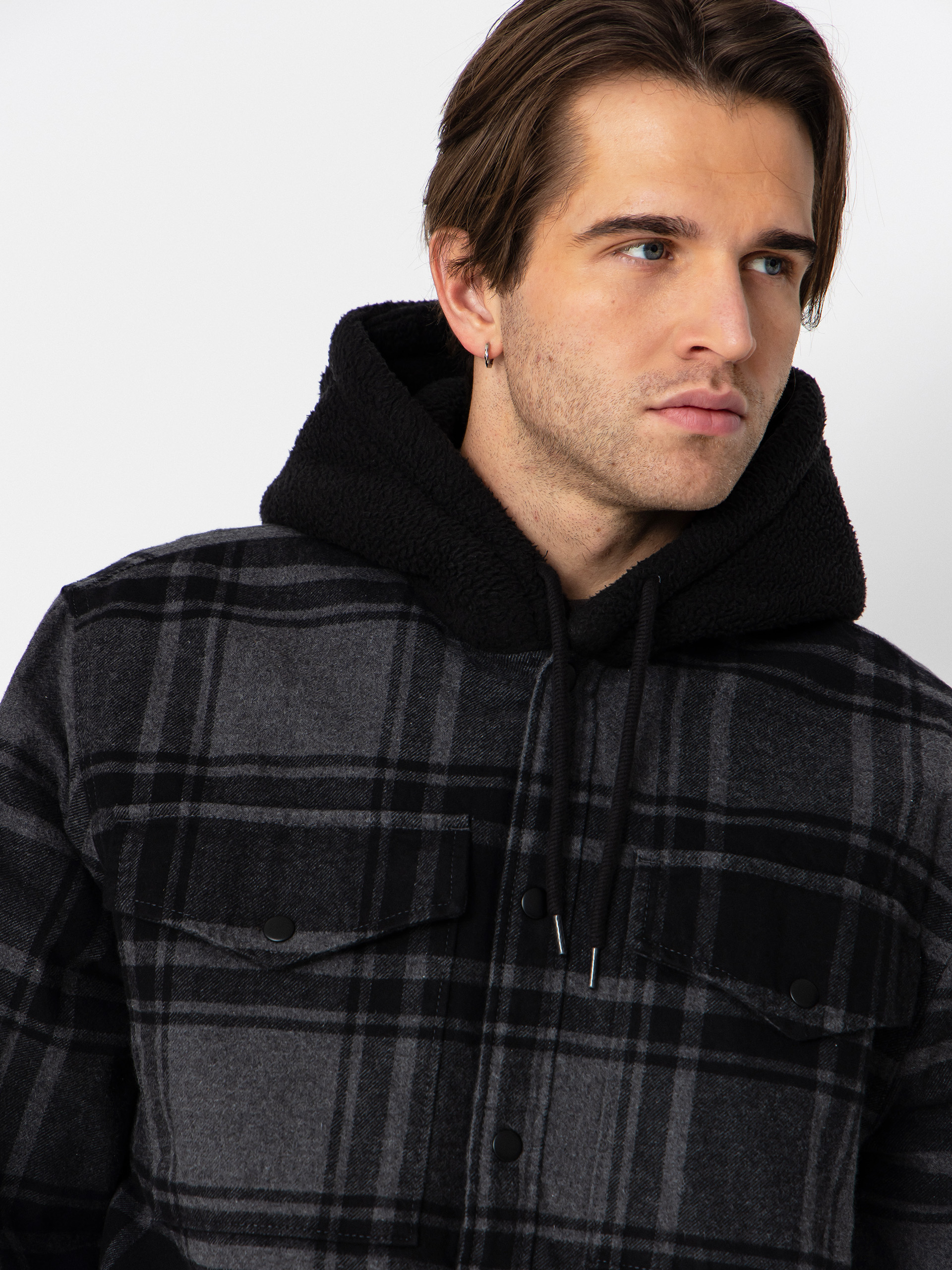 Koszula Vans Piedmont Hooded Plaid Shacket (black/asphalt heather)