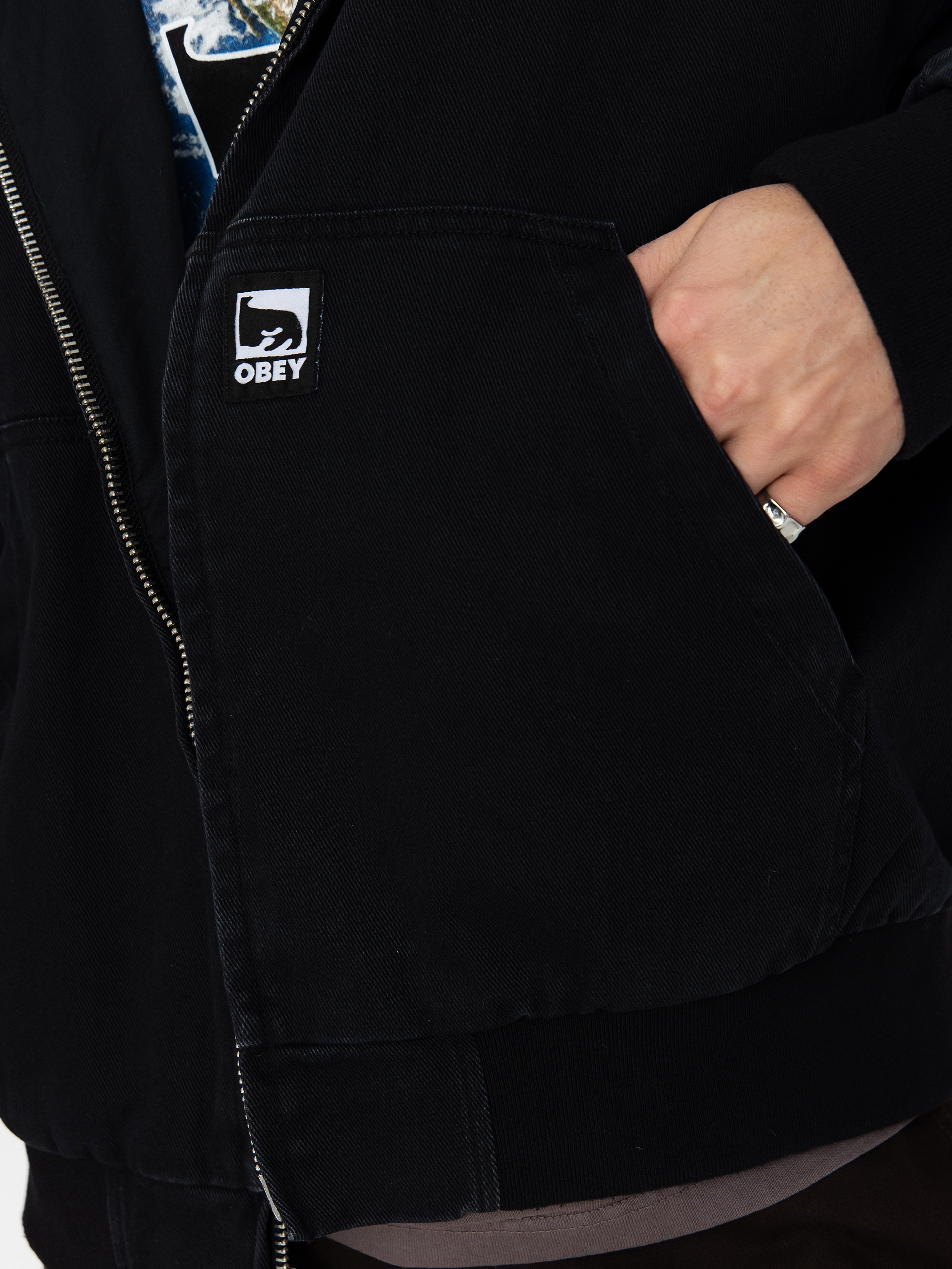 Kurtka OBEY Obey Glen Zip Up (black faded wash)