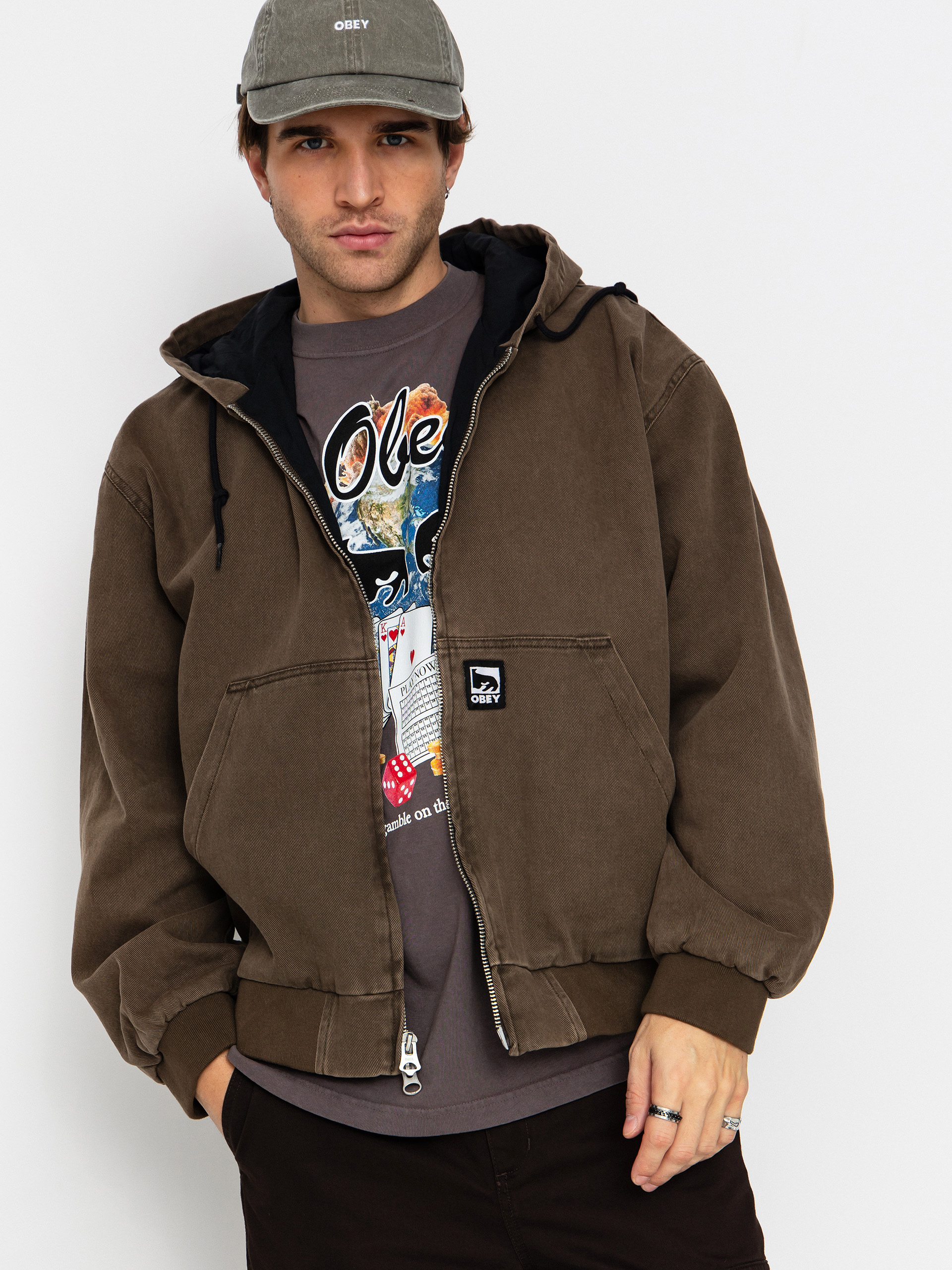 Kurtka OBEY Obey Glen Zip Up (wren faded wash)