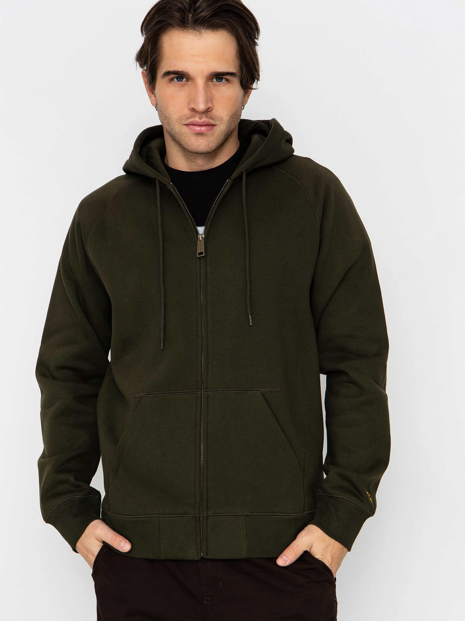 Bluza z kapturem Carhartt WIP Chase ZHD (olive/gold)