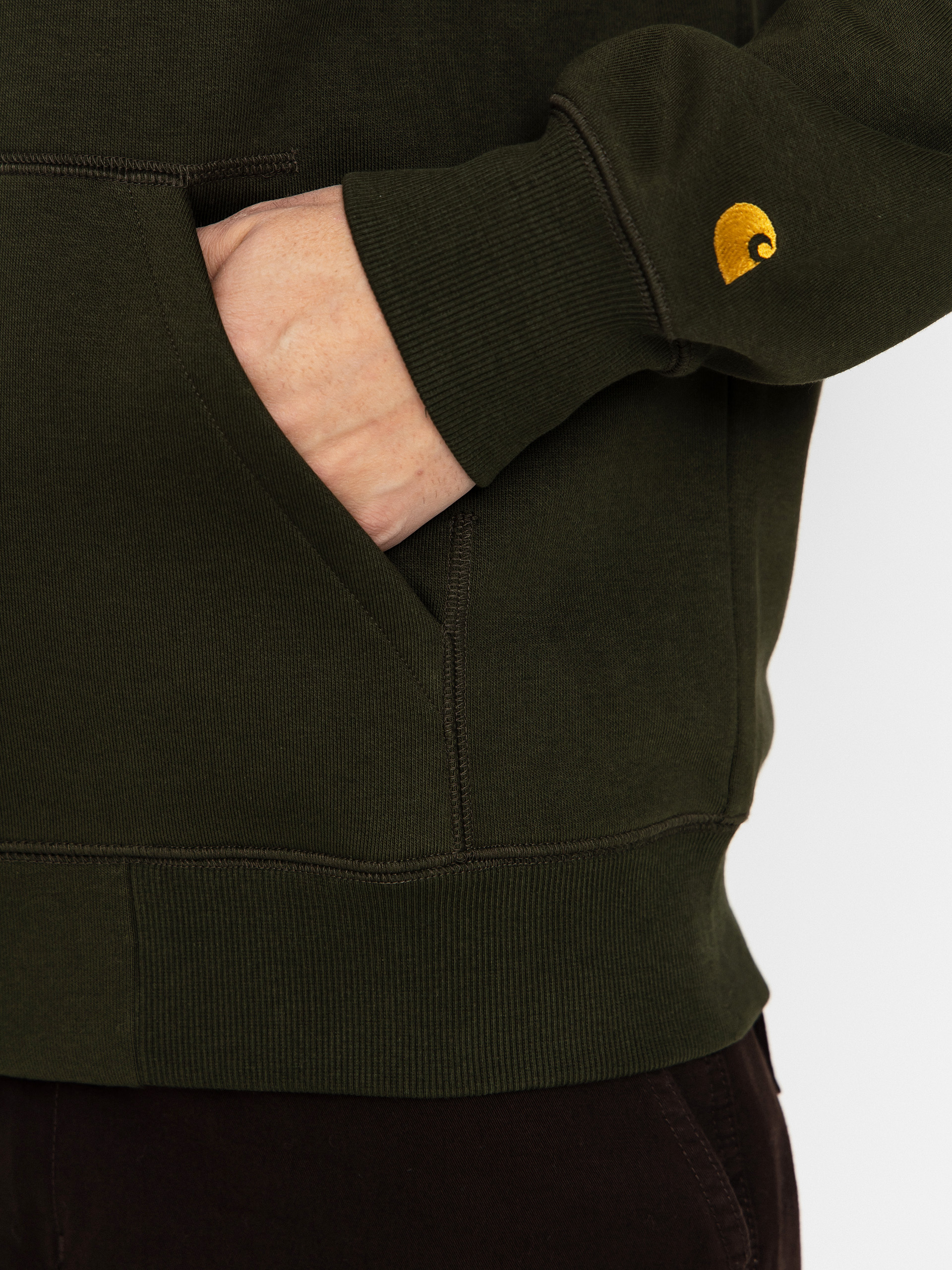 Bluza z kapturem Carhartt WIP Chase ZHD (olive/gold)