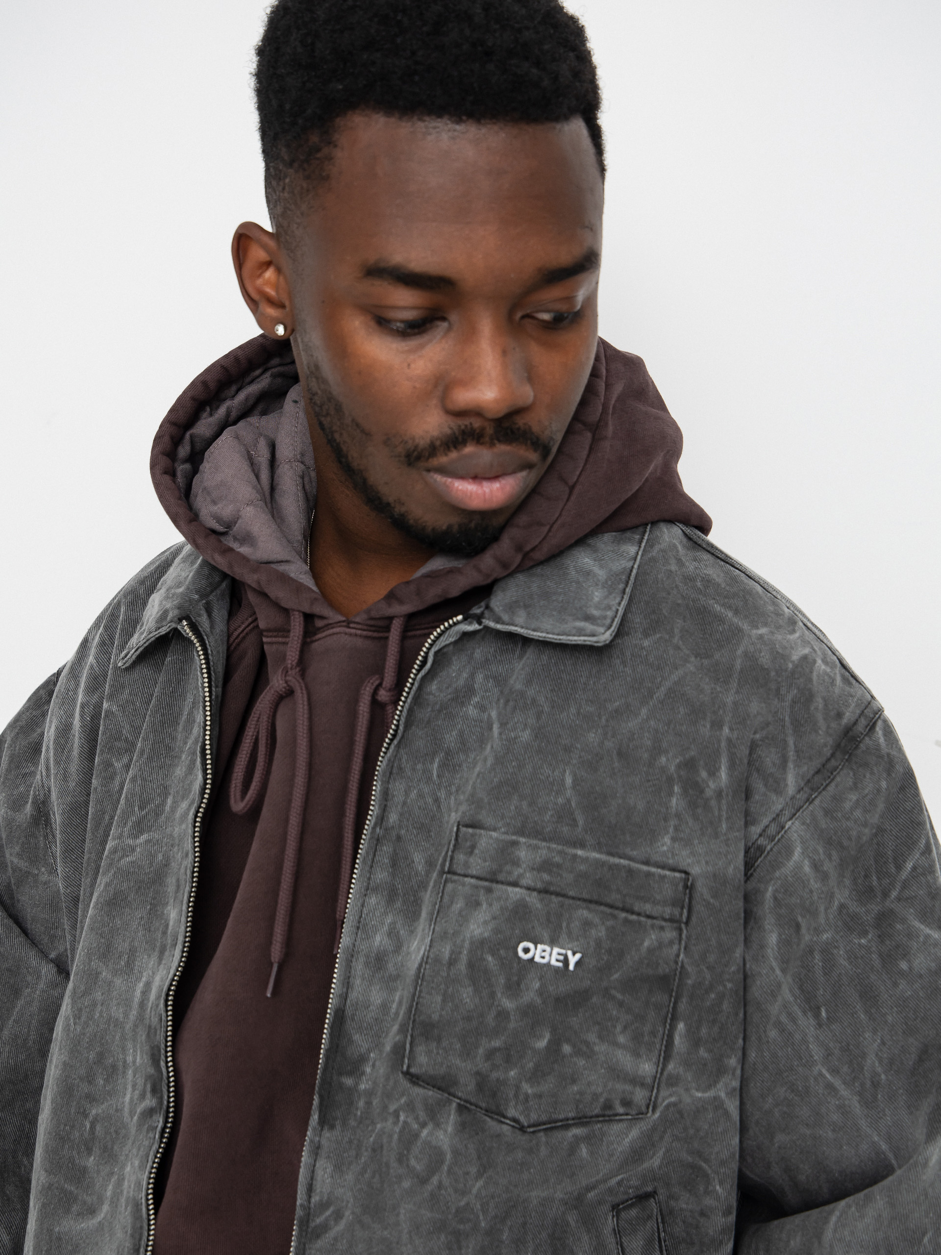 Kurtka OBEY Obey Workman Zip (black wrinkle wash)