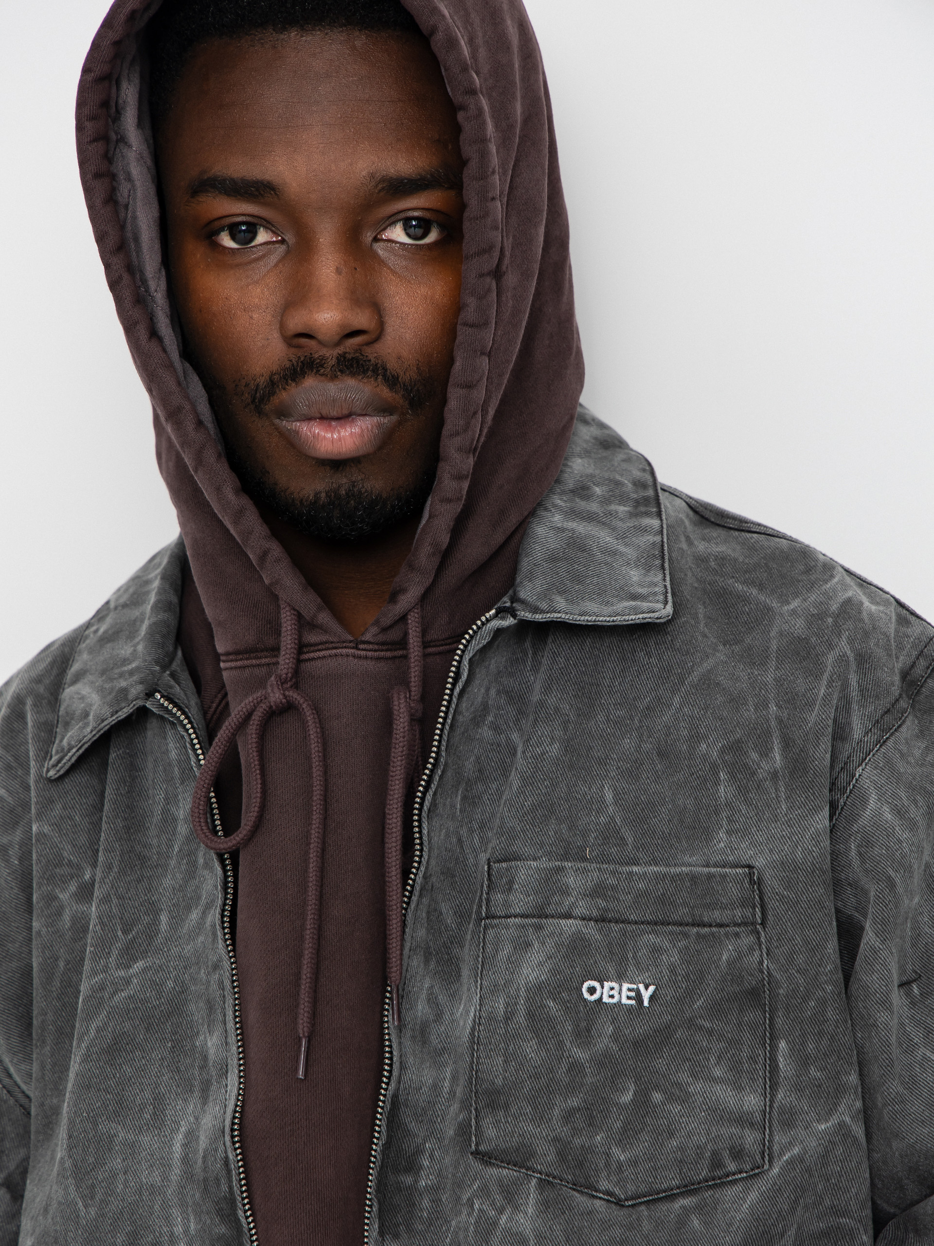 Kurtka OBEY Obey Workman Zip (black wrinkle wash)